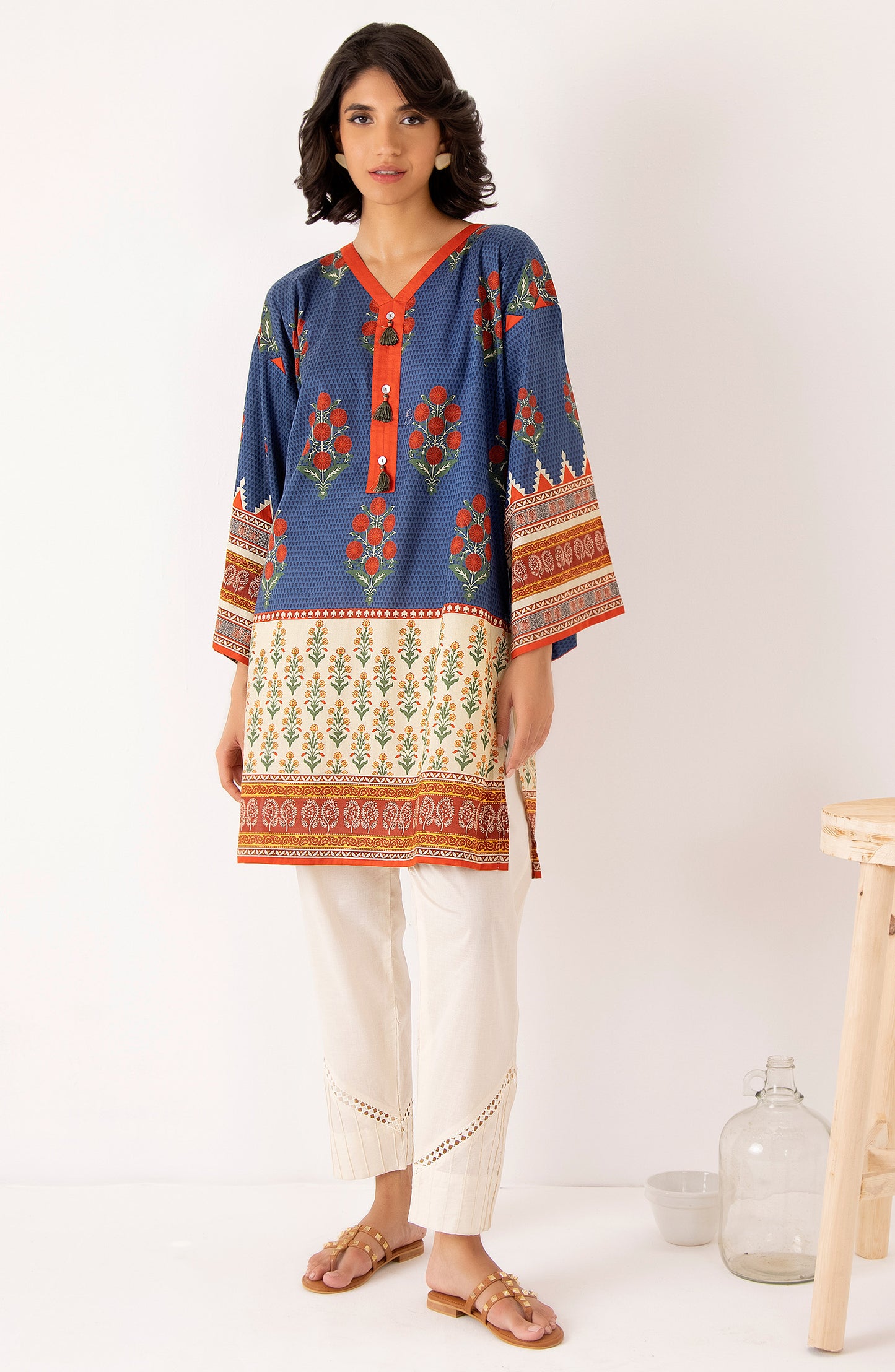 Stitched 1 Piece Printed Cambric Shirt