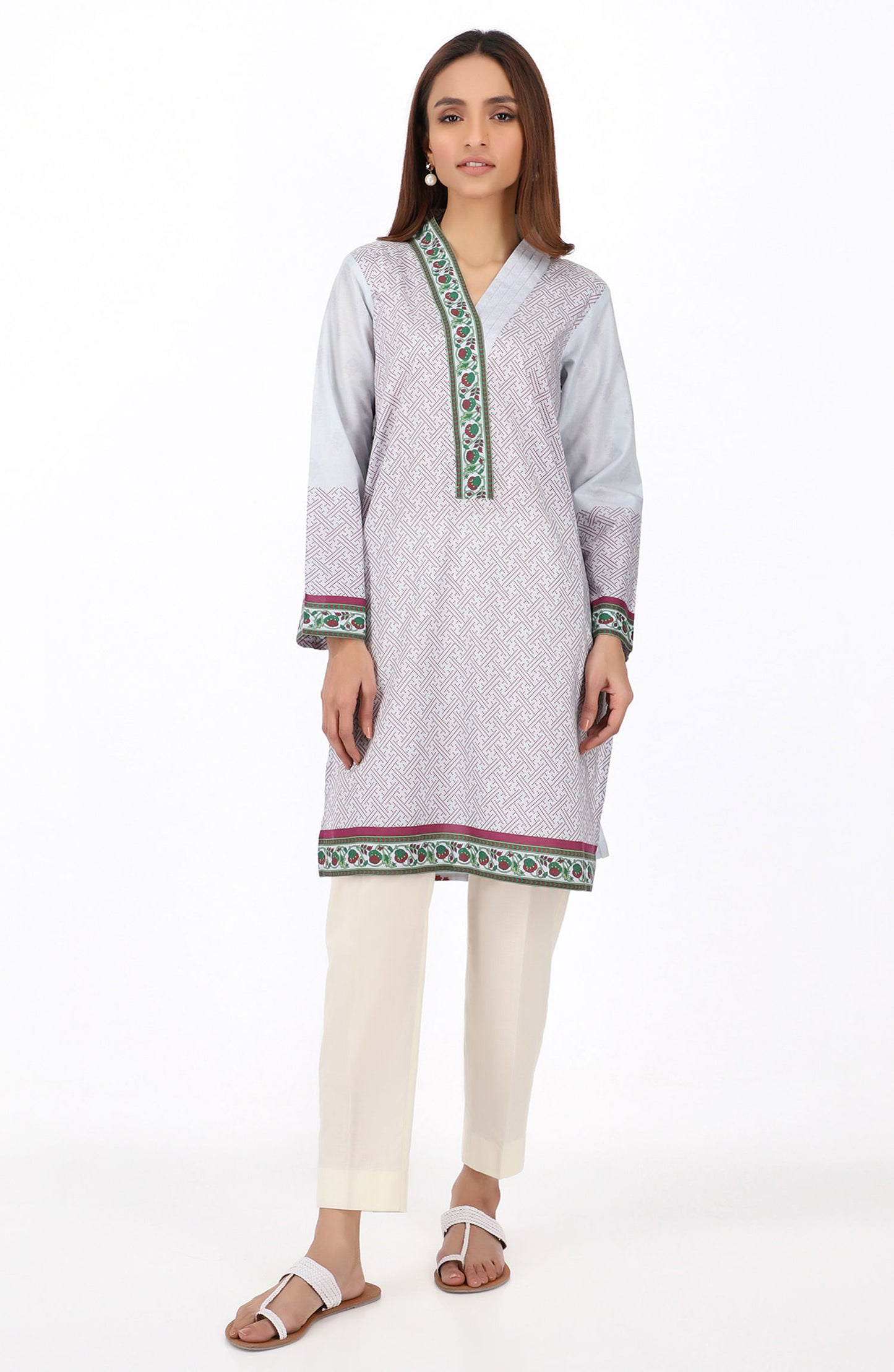 Stitched 1 Piece Printed Cambric Shirt