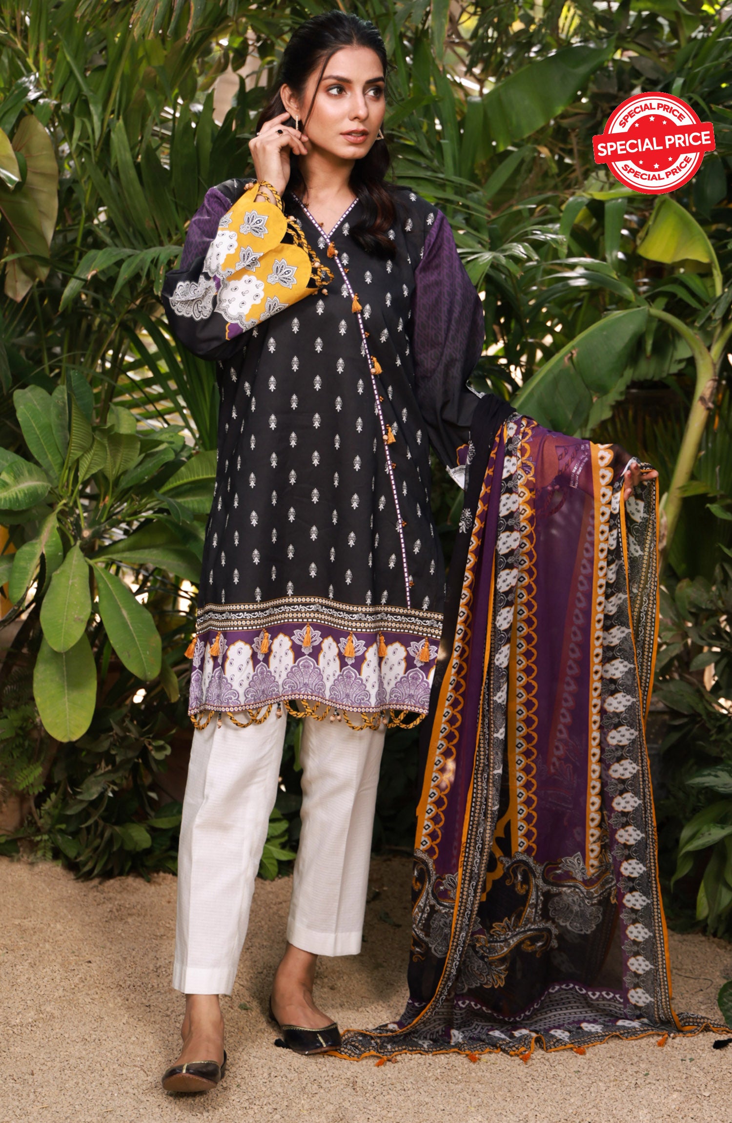 NRDS-21-101/U PURPLE LAWN  UNSTITCHED SHIRT DUPATTA