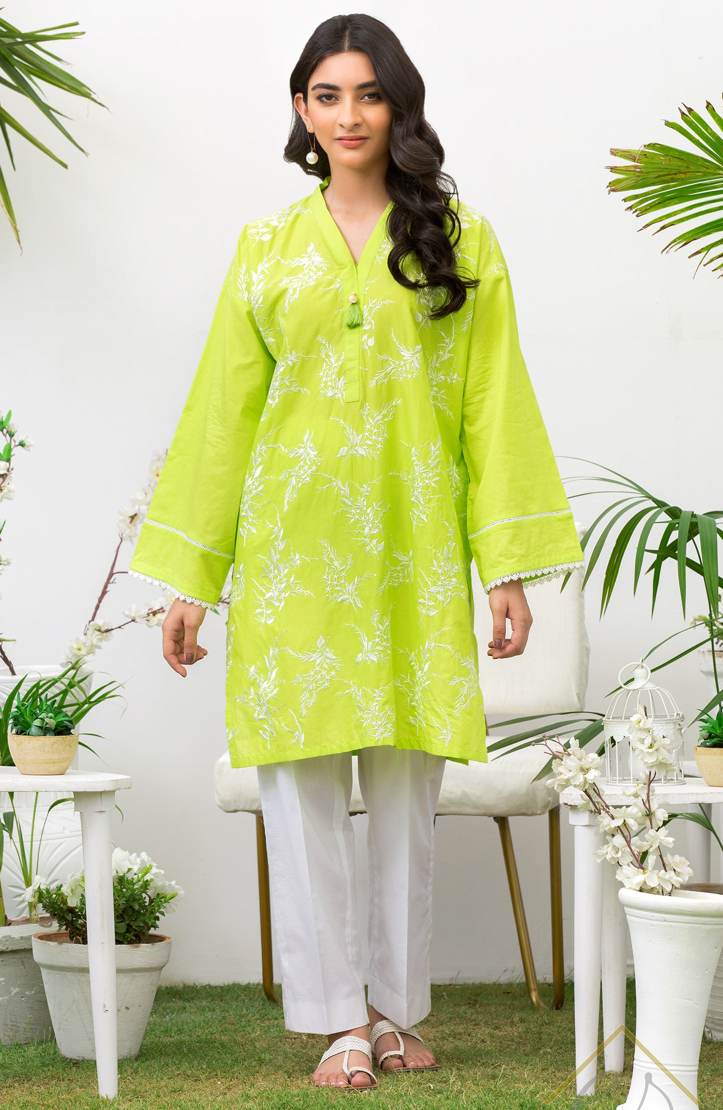 Stitched 1 Piece Embroidered Cambric Shirt