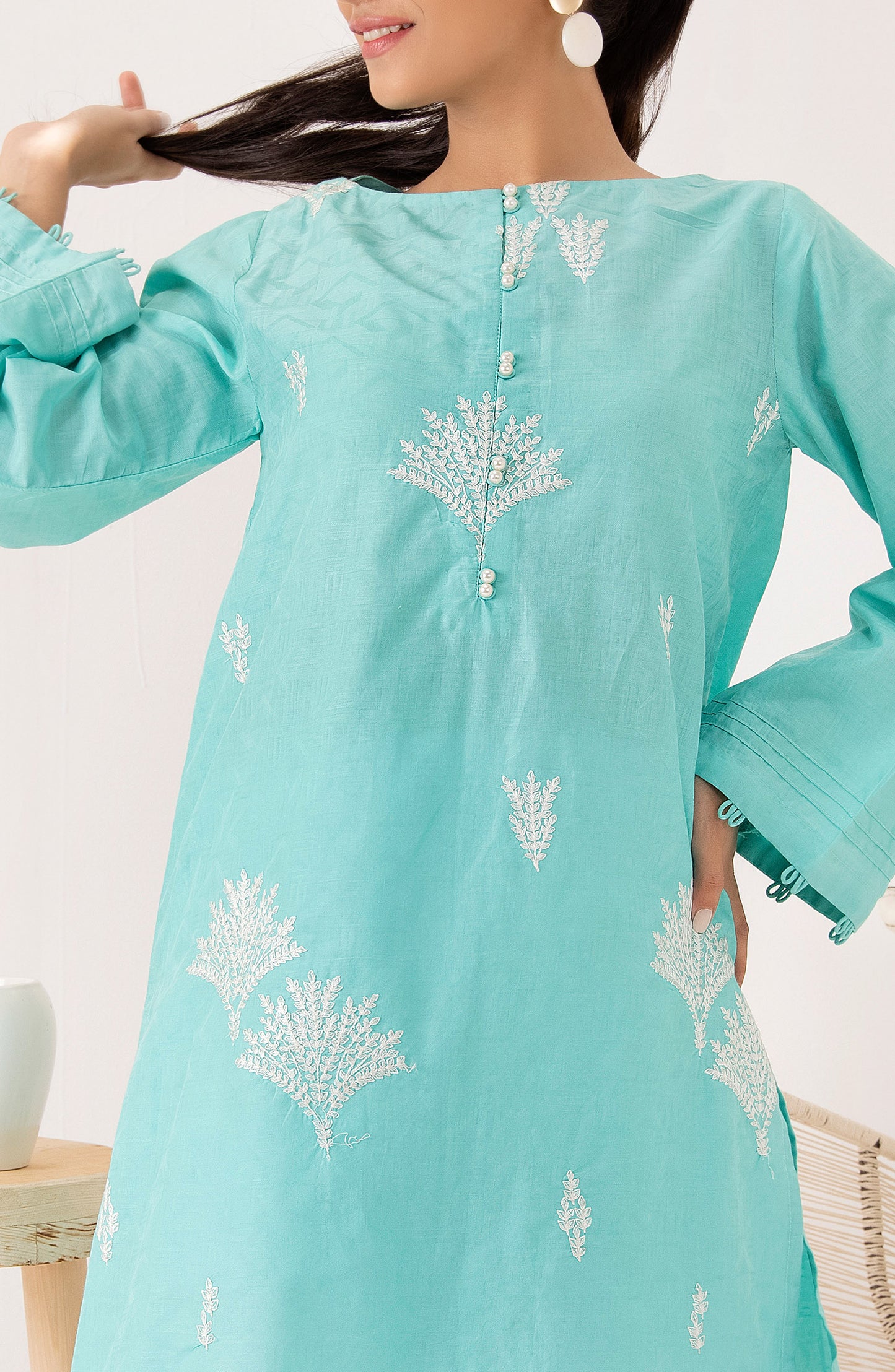 Stitched 1 Piece Embroidered Jacquard Shirt