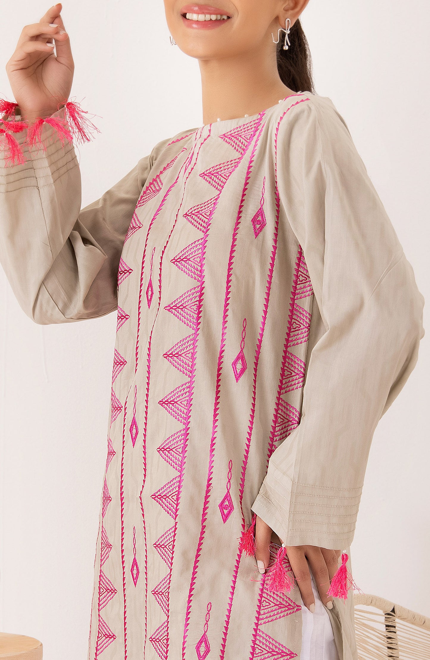 Stitched 1 Piece Embroidered Jacquard Shirt