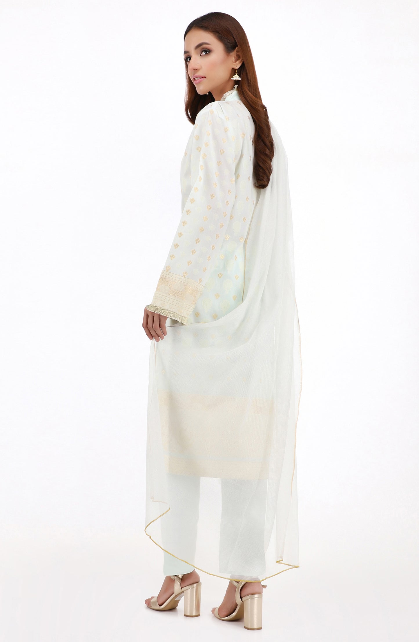 Stitched 3 Piece Premium Zari Jacquard Suit