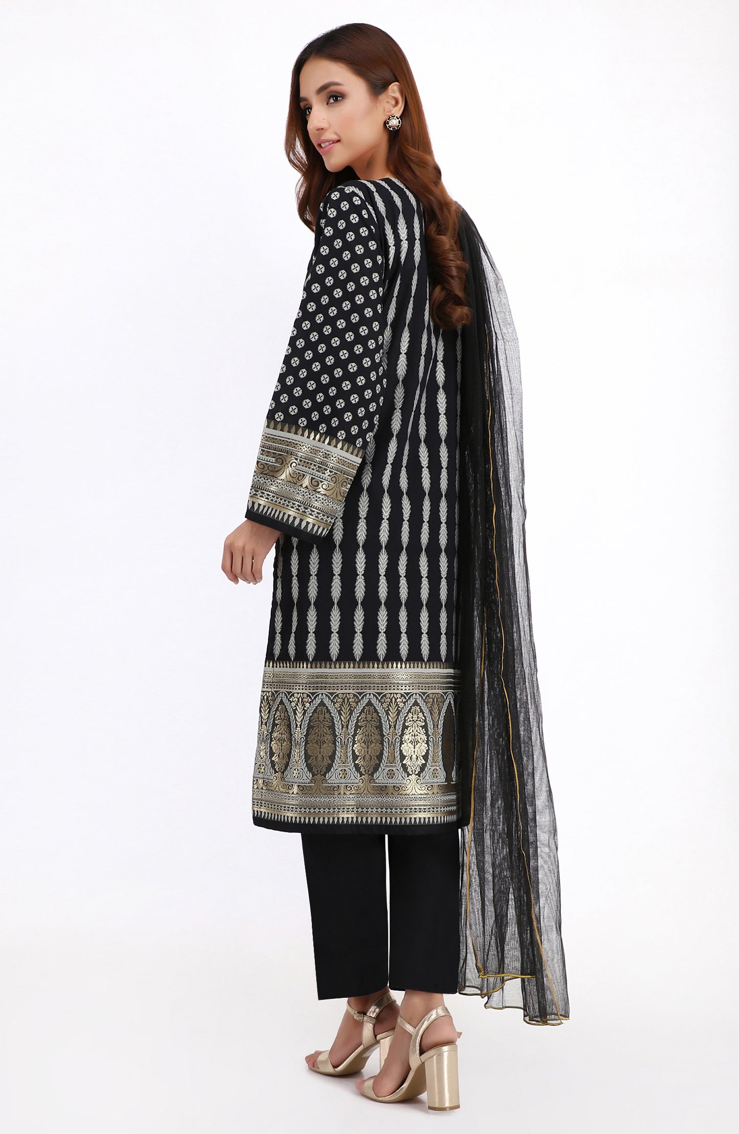 Stitched 3 Piece Premium Zari Jacquard Suit