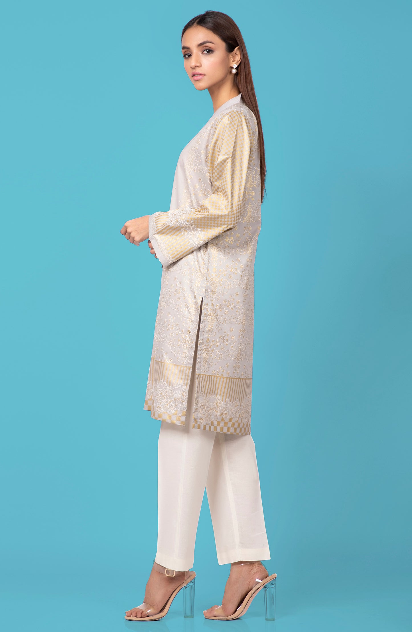 Stitched 1 Piece Embellished Gold Shirt
