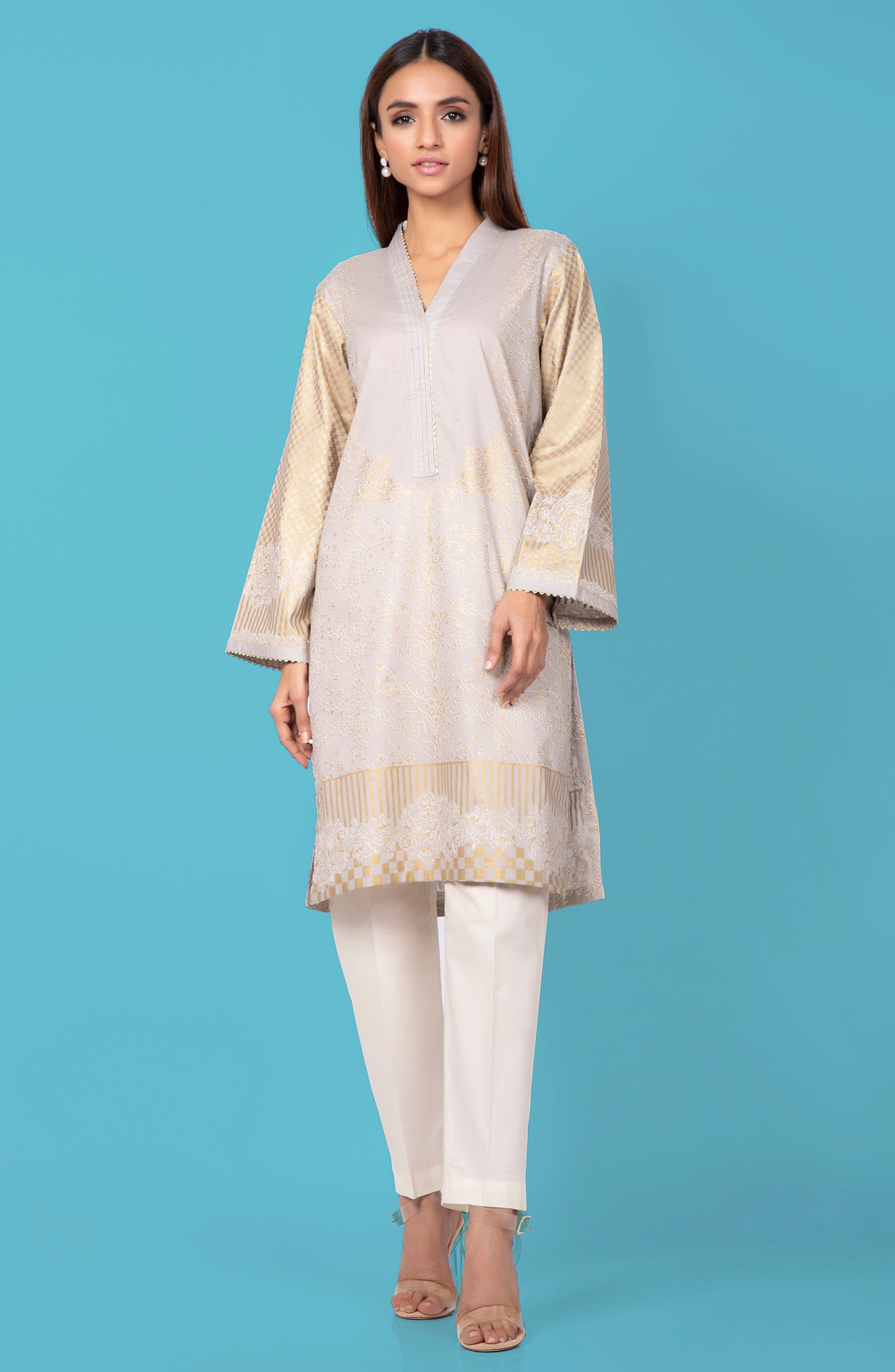 Stitched 1 Piece Embellished Gold Shirt