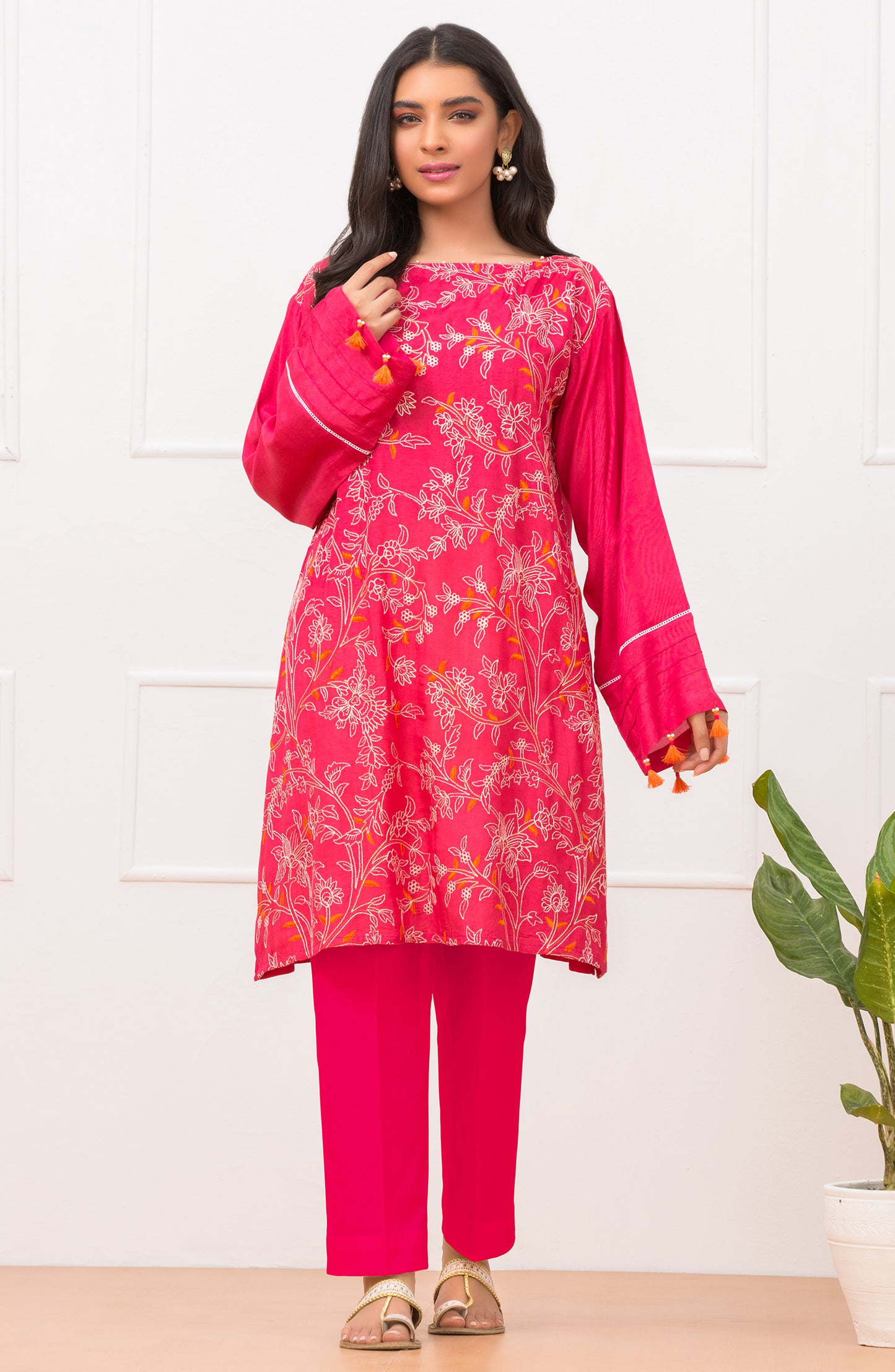 OTL-22-004/U RED LAWN  UNSTITCHED SHIRT DUPATTA PANTS