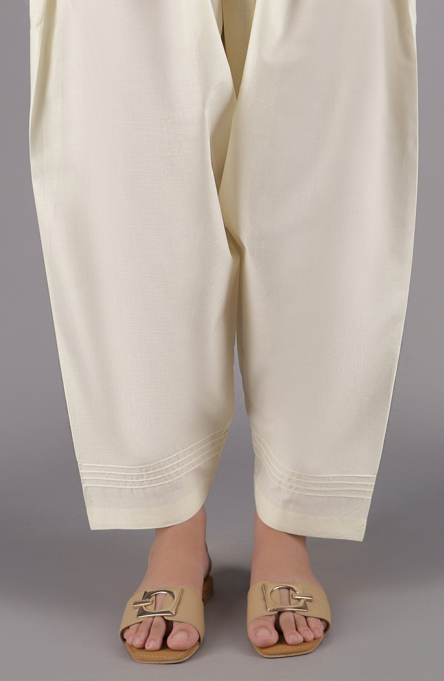 NRP-107/S CREAM CAMBRIC SCSHALWAR STITCHED BOTTOMS SHALWAR