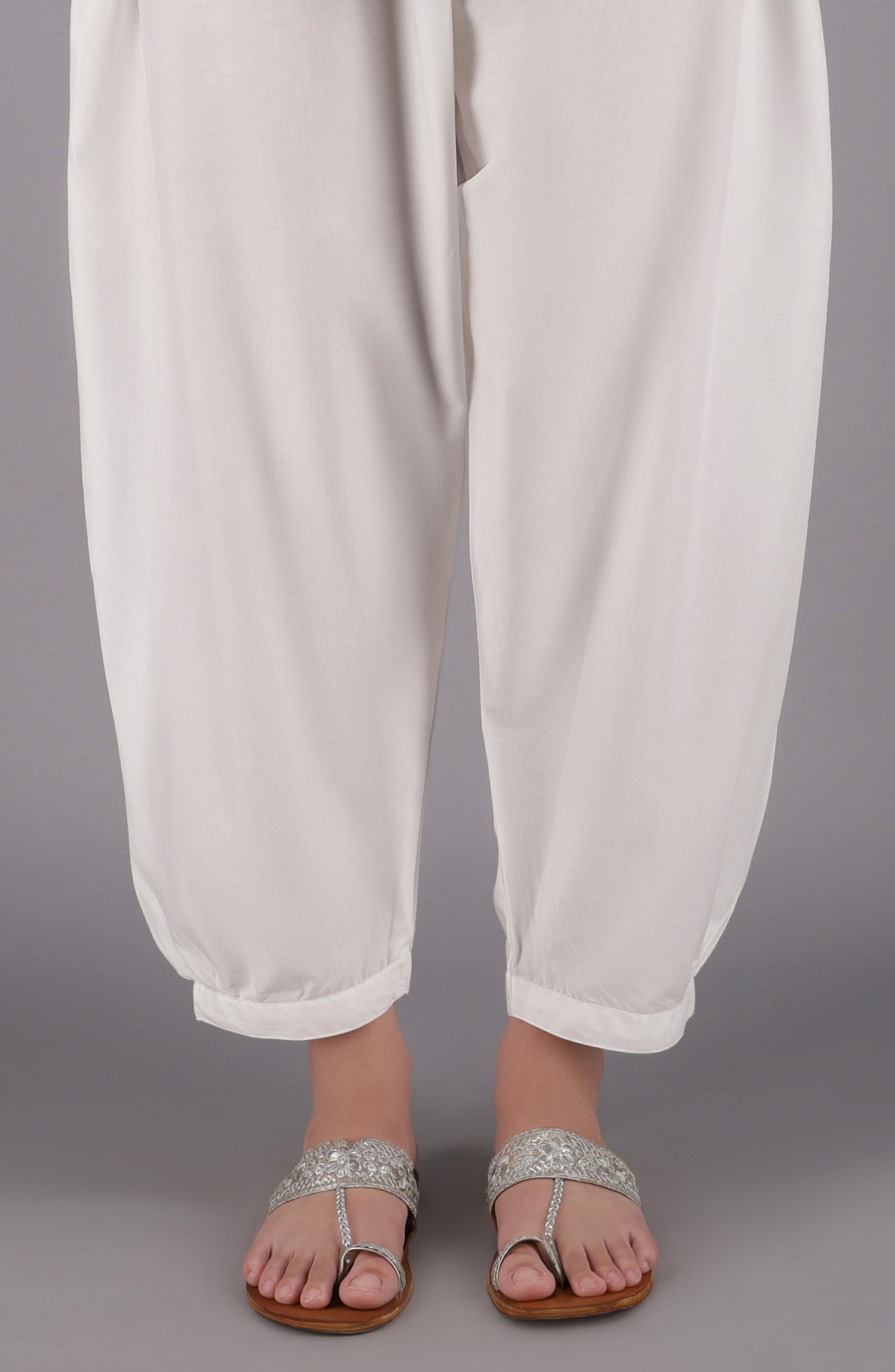 NRP-94/S WHITE CAMBRIC SCSHALWAR STITCHED BOTTOMS SHALWAR
