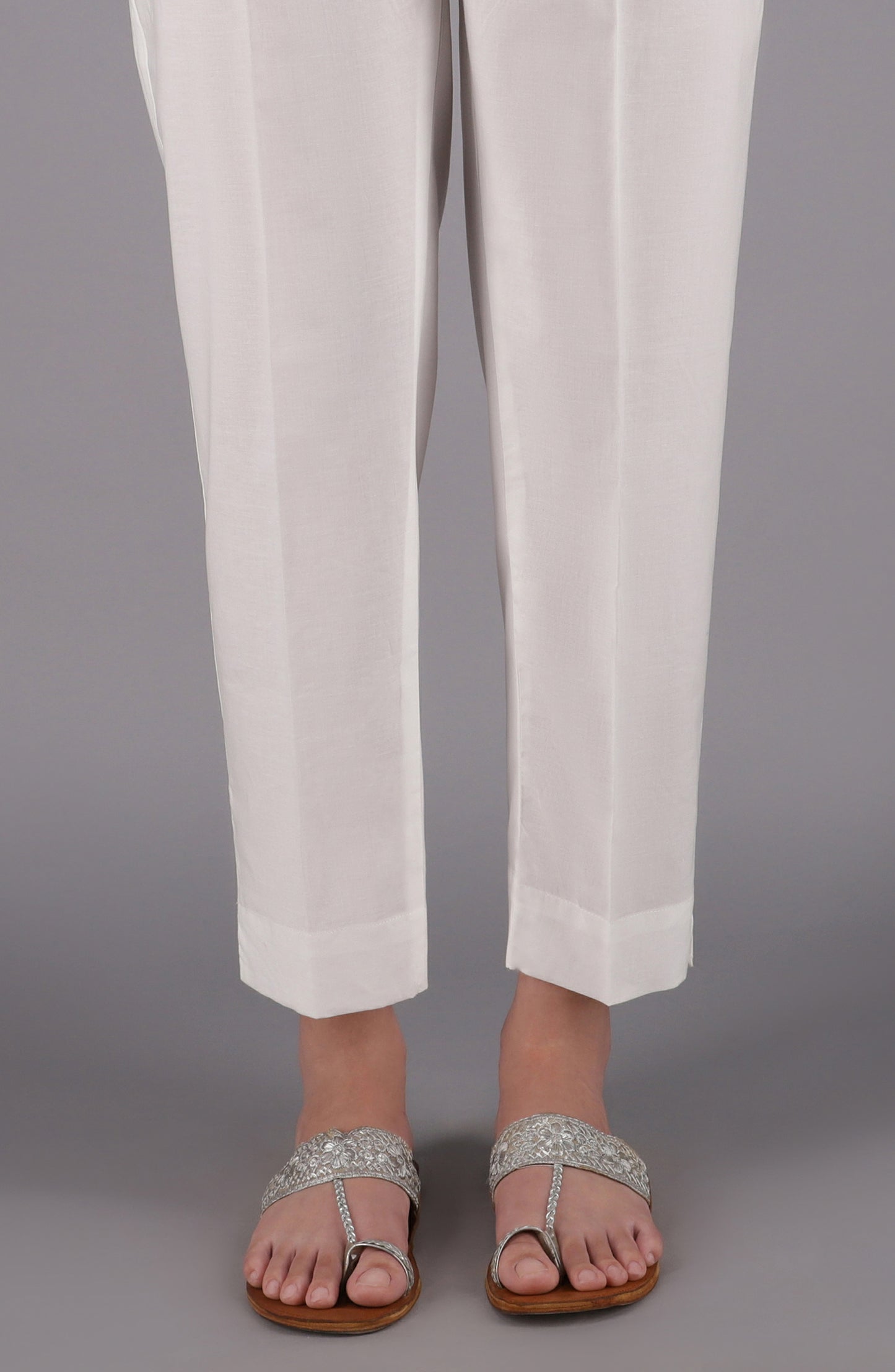 NRP-97/S WHITE CAMBRIC SCPANTS STITCHED BOTTOMS PANTS