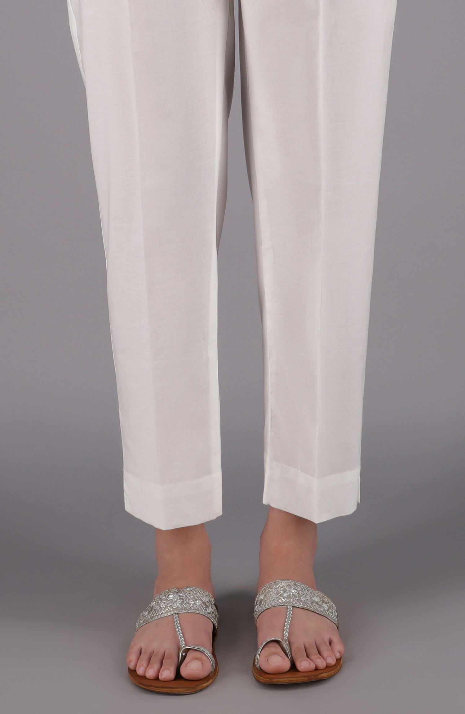 NRP-97/S WHITE CAMBRIC SCPANTS STITCHED BOTTOMS PANTS
