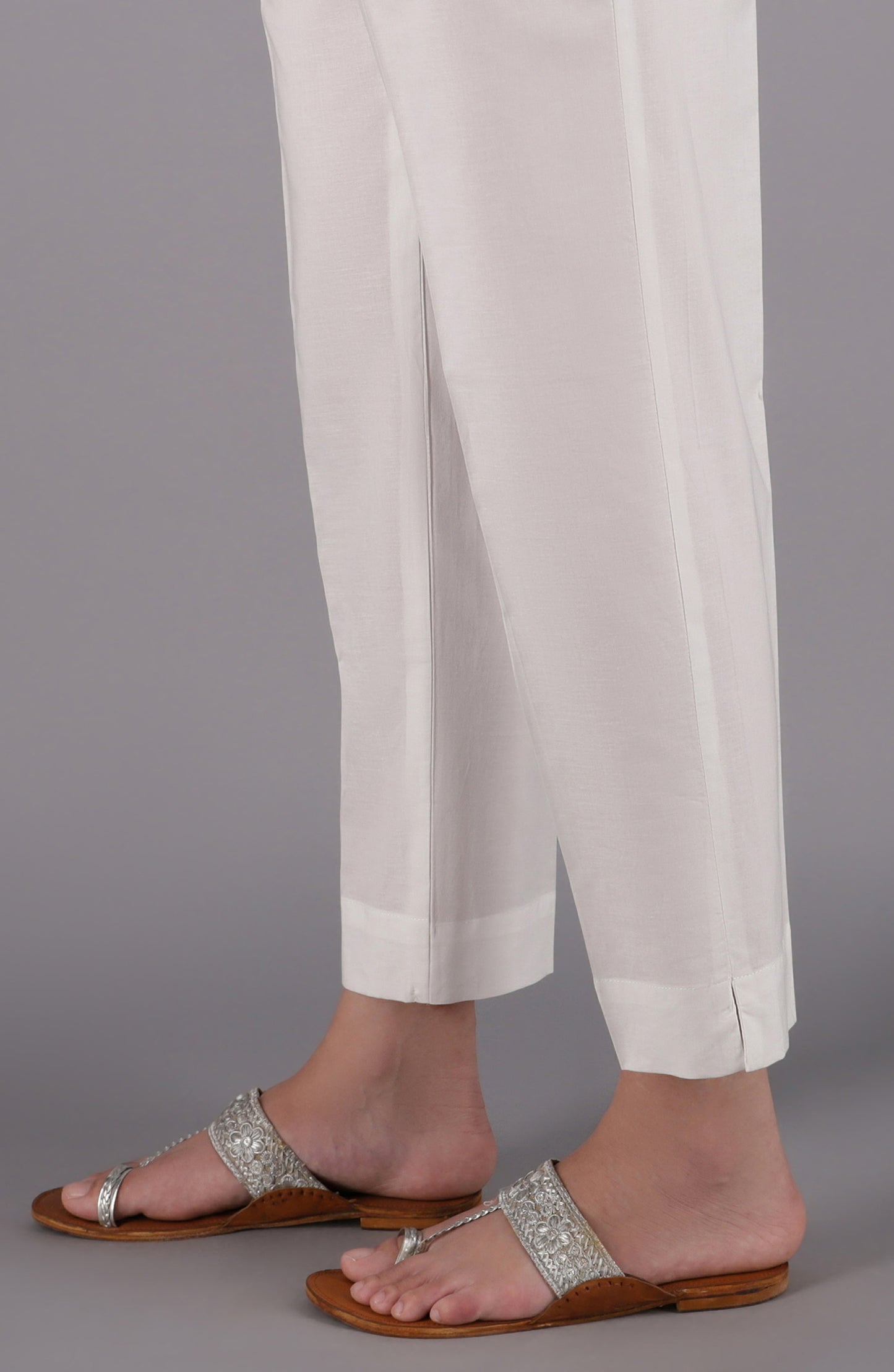 NRP-97/S WHITE CAMBRIC SCPANTS STITCHED BOTTOMS PANTS