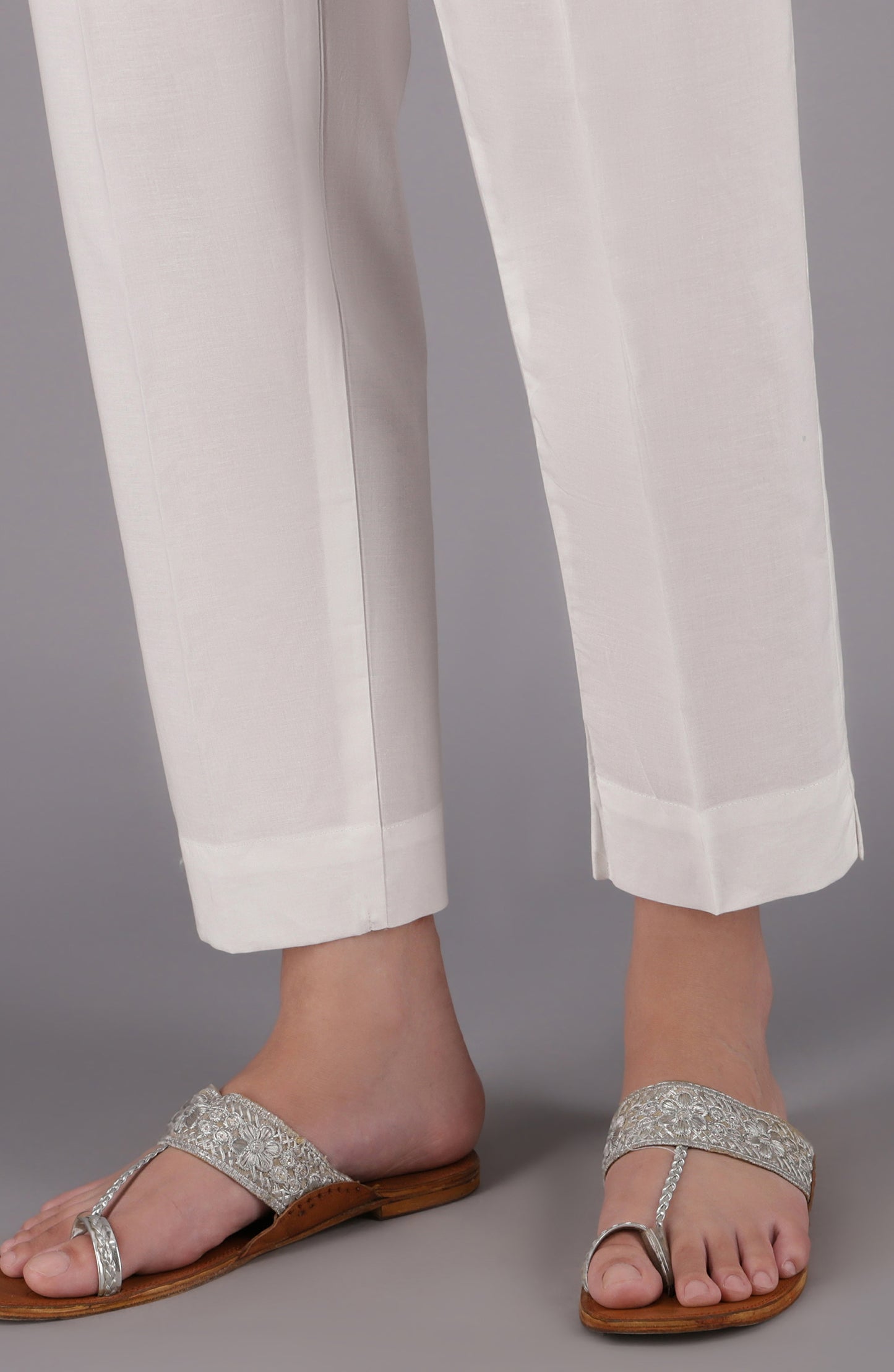 NRP-97/S WHITE CAMBRIC SCPANTS STITCHED BOTTOMS PANTS