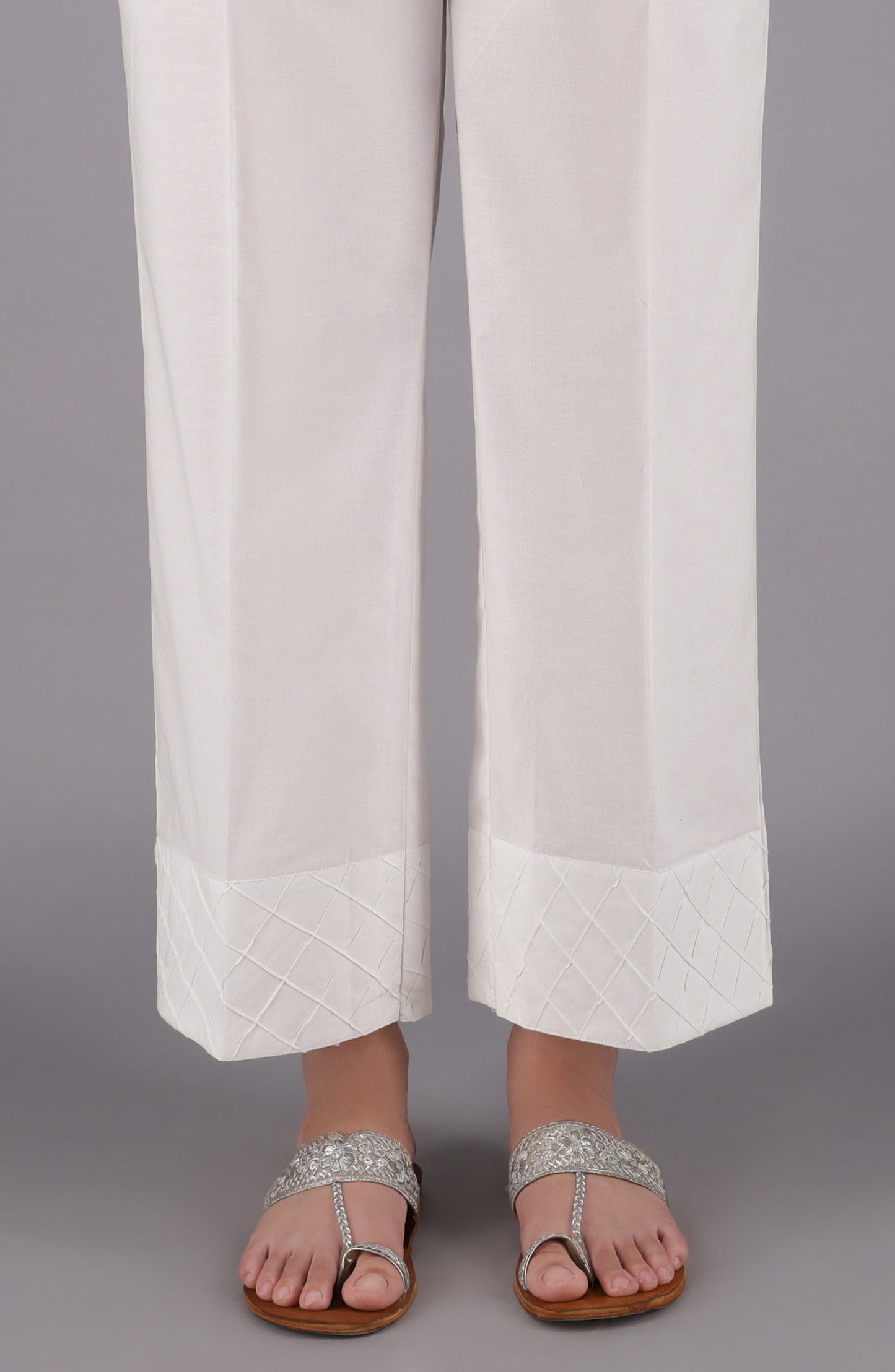 NRP-98/S WHITE CAMBRIC SCPANTS STITCHED BOTTOMS PANTS