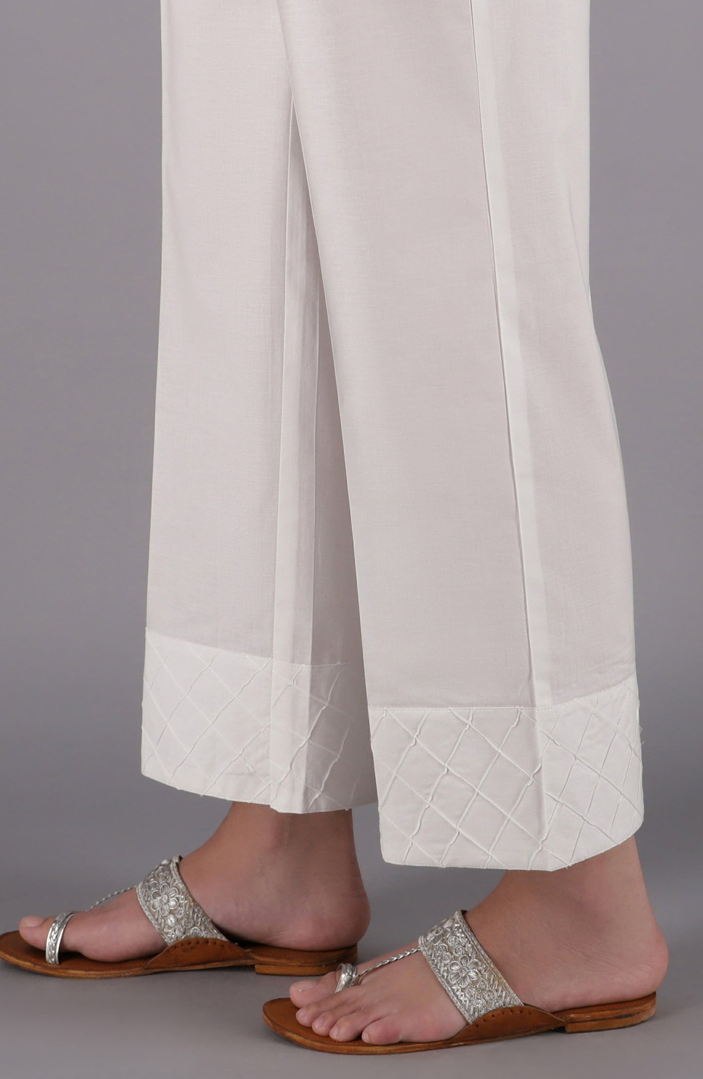 NRP-98/S WHITE CAMBRIC SCPANTS STITCHED BOTTOMS PANTS
