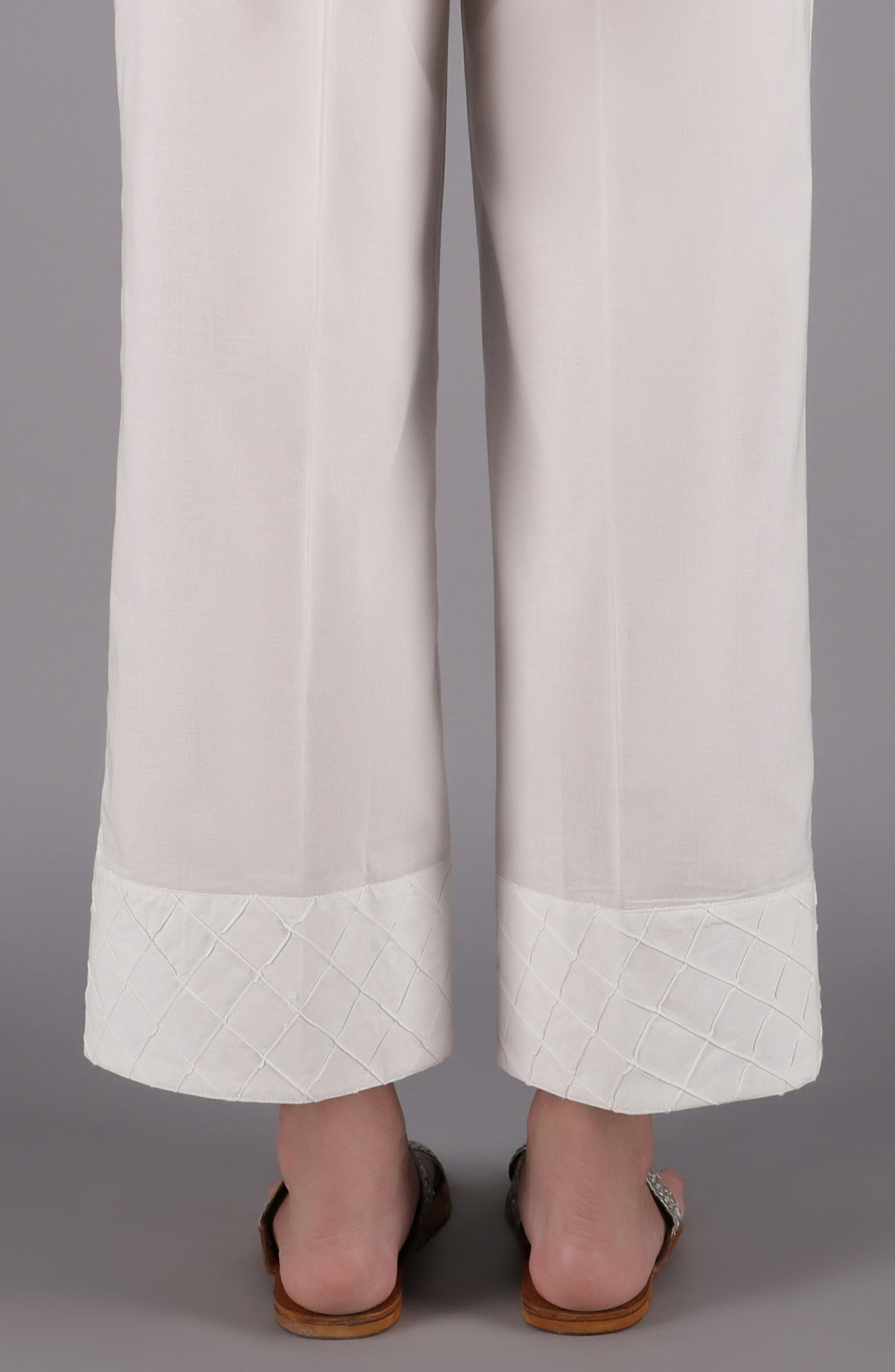 NRP-98/S WHITE CAMBRIC SCPANTS STITCHED BOTTOMS PANTS