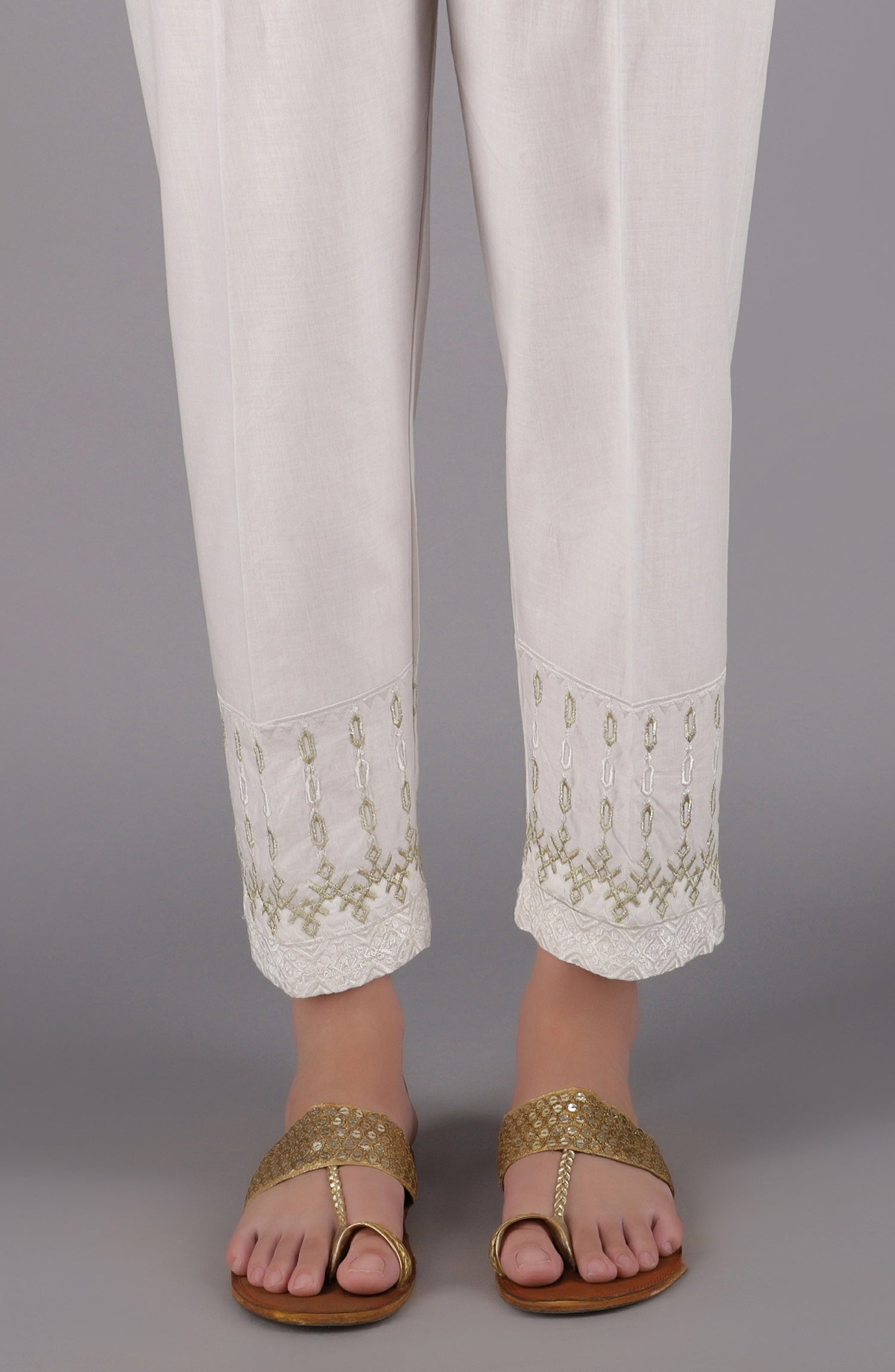 NRPE-54/S WHITE CAMBRIC SCPANTS STITCHED BOTTOMS PANTS