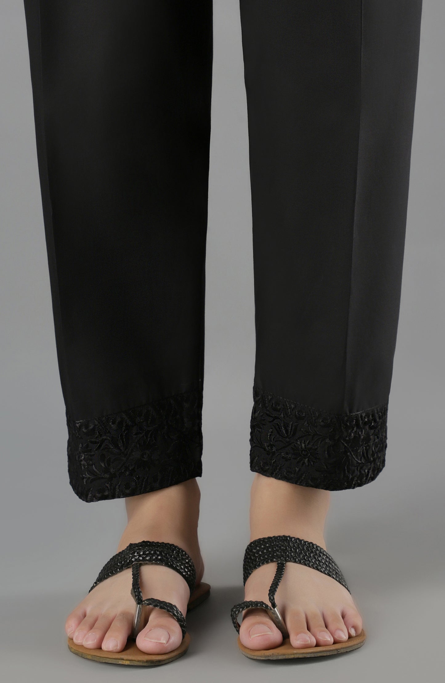 Stitched Bottoms 1 Piece Embroidered Cambric Pants