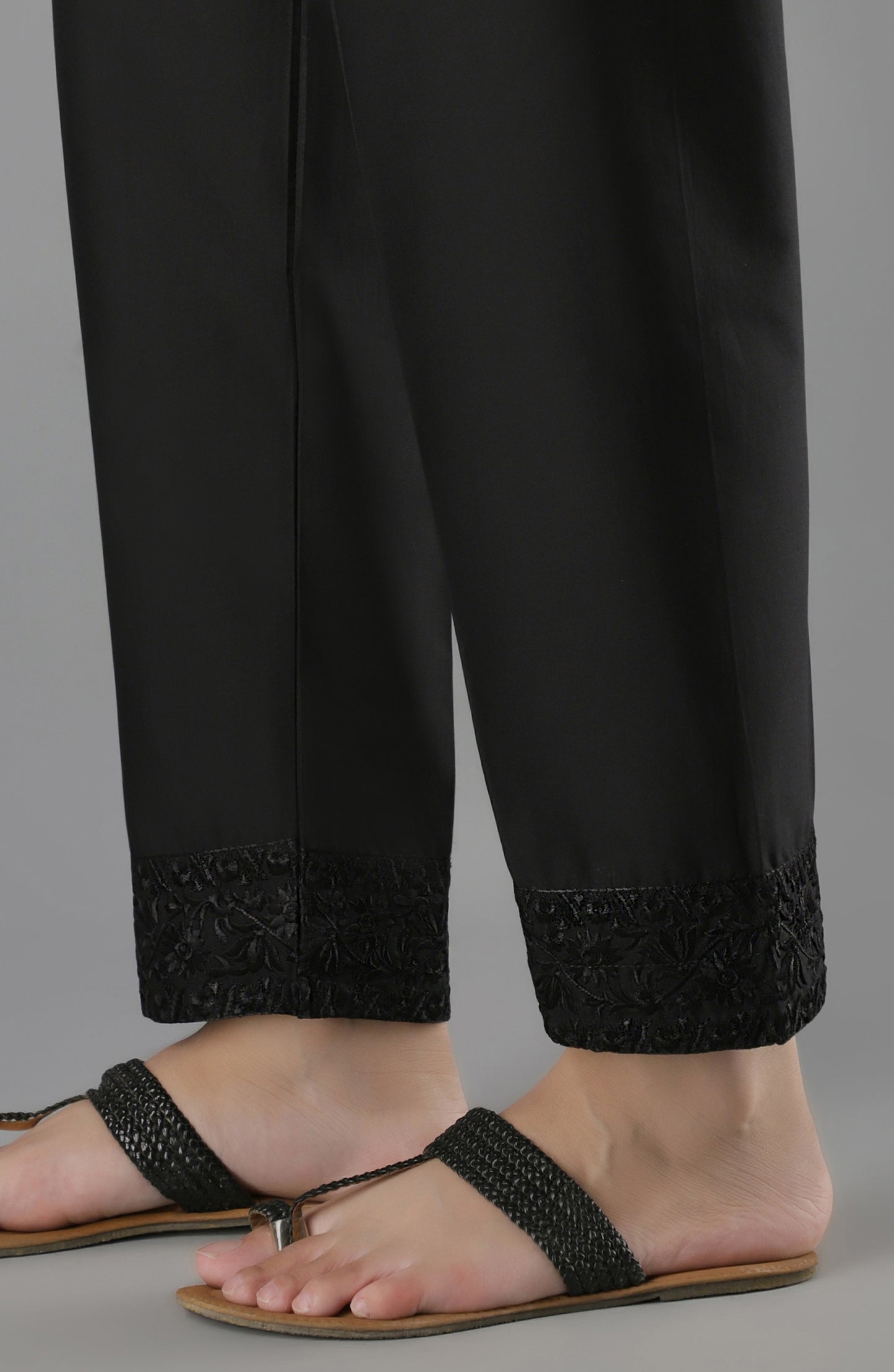 Stitched Bottoms 1 Piece Embroidered Cambric Pants