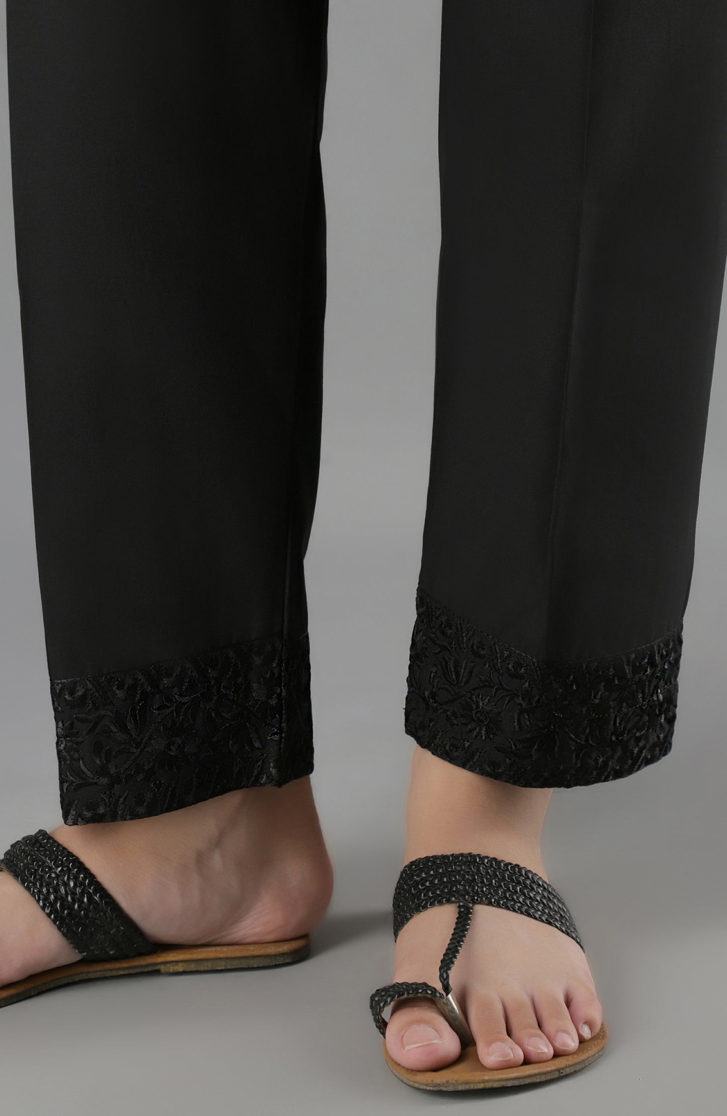 Stitched Bottoms 1 Piece Embroidered Cambric Pants