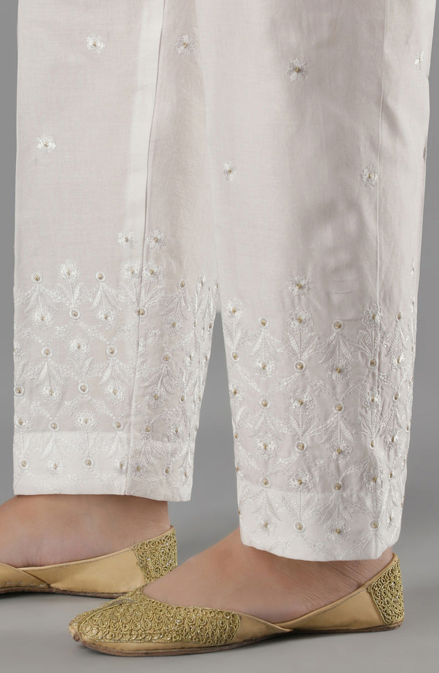 Stitched Bottoms 1 Piece Embroidered Cambric Pants