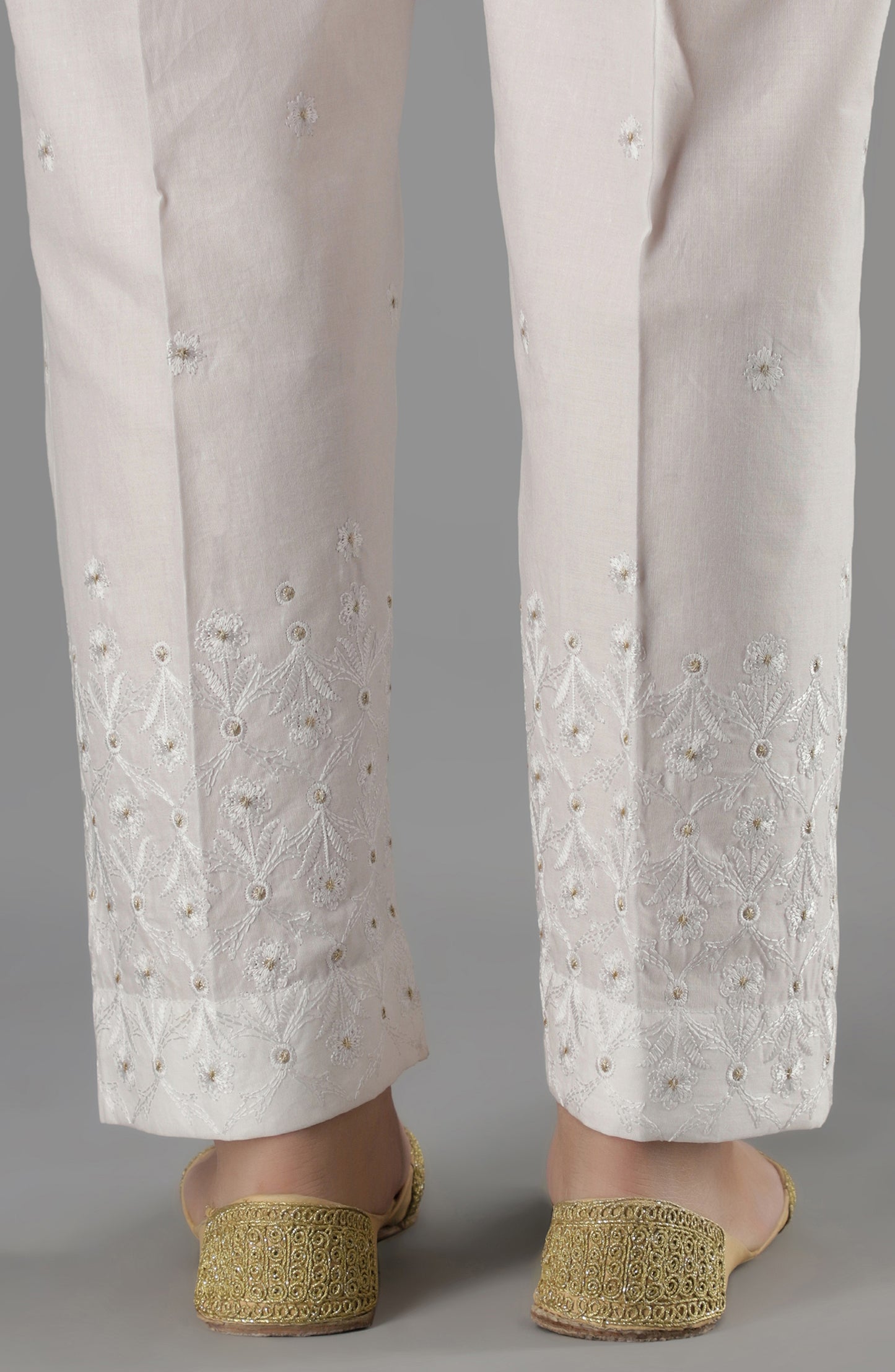 Stitched Bottoms 1 Piece Embroidered Cambric Pants