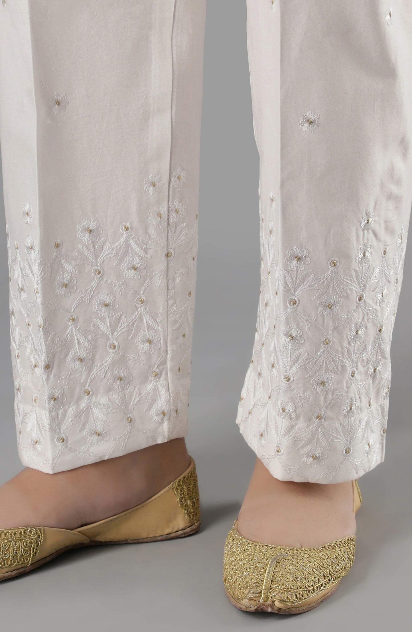 Stitched Bottoms 1 Piece Embroidered Cambric Pants