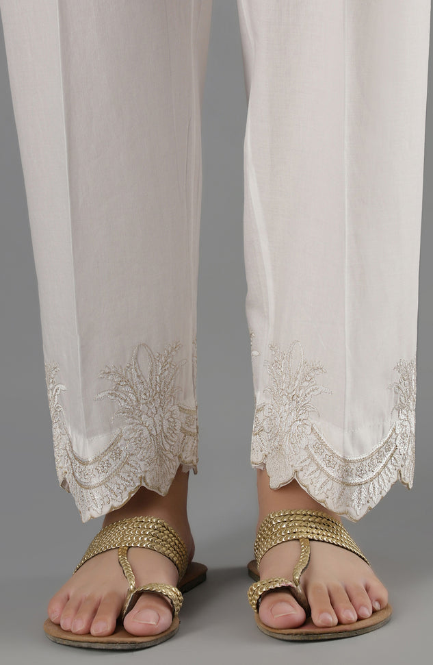 Stitched Bottoms 1 Piece Embroidered Cambric Pants