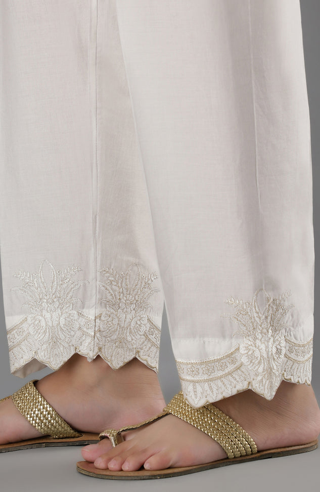 Stitched Bottoms 1 Piece Embroidered Cambric Pants