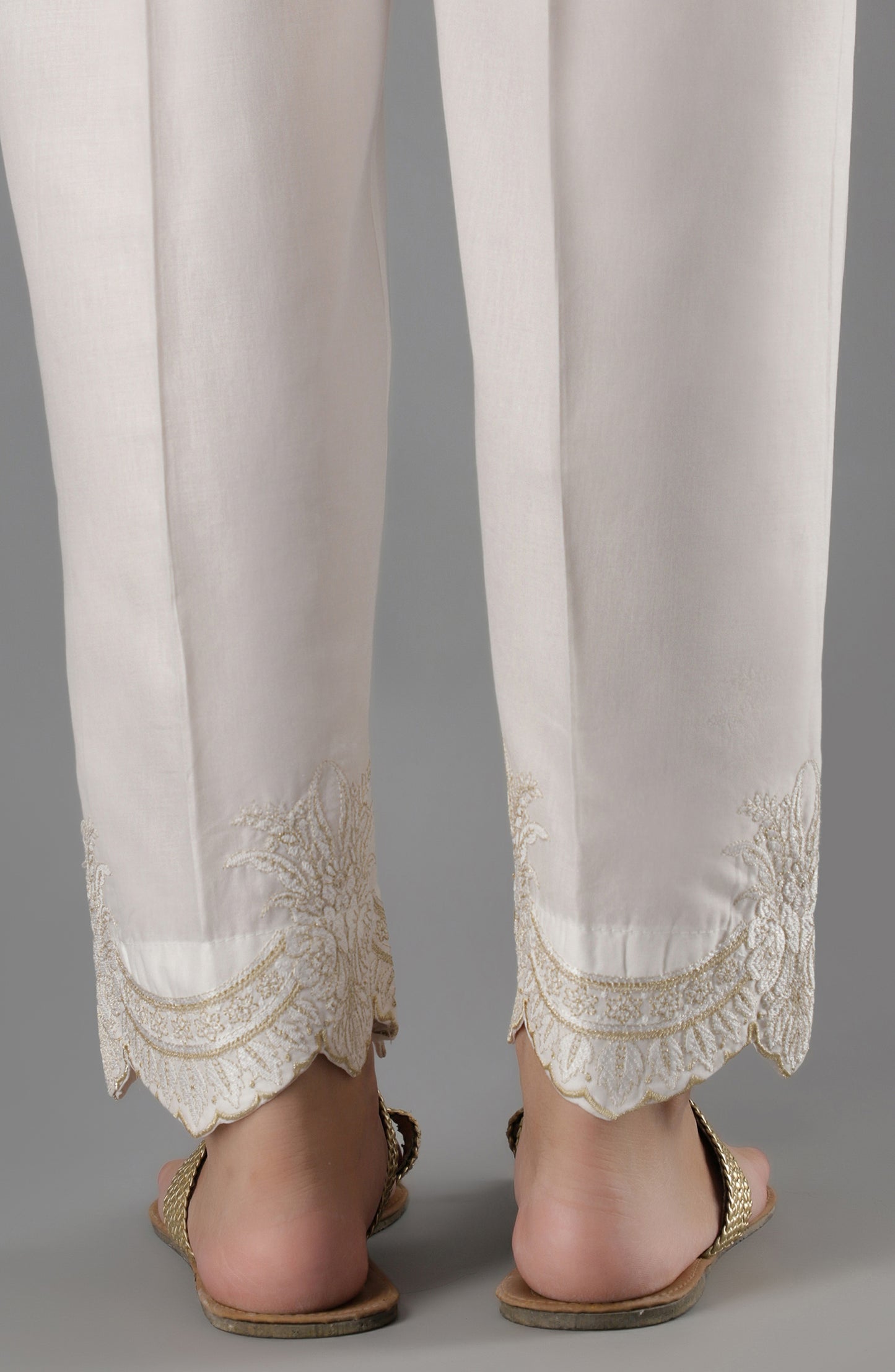 Stitched Bottoms 1 Piece Embroidered Cambric Pants