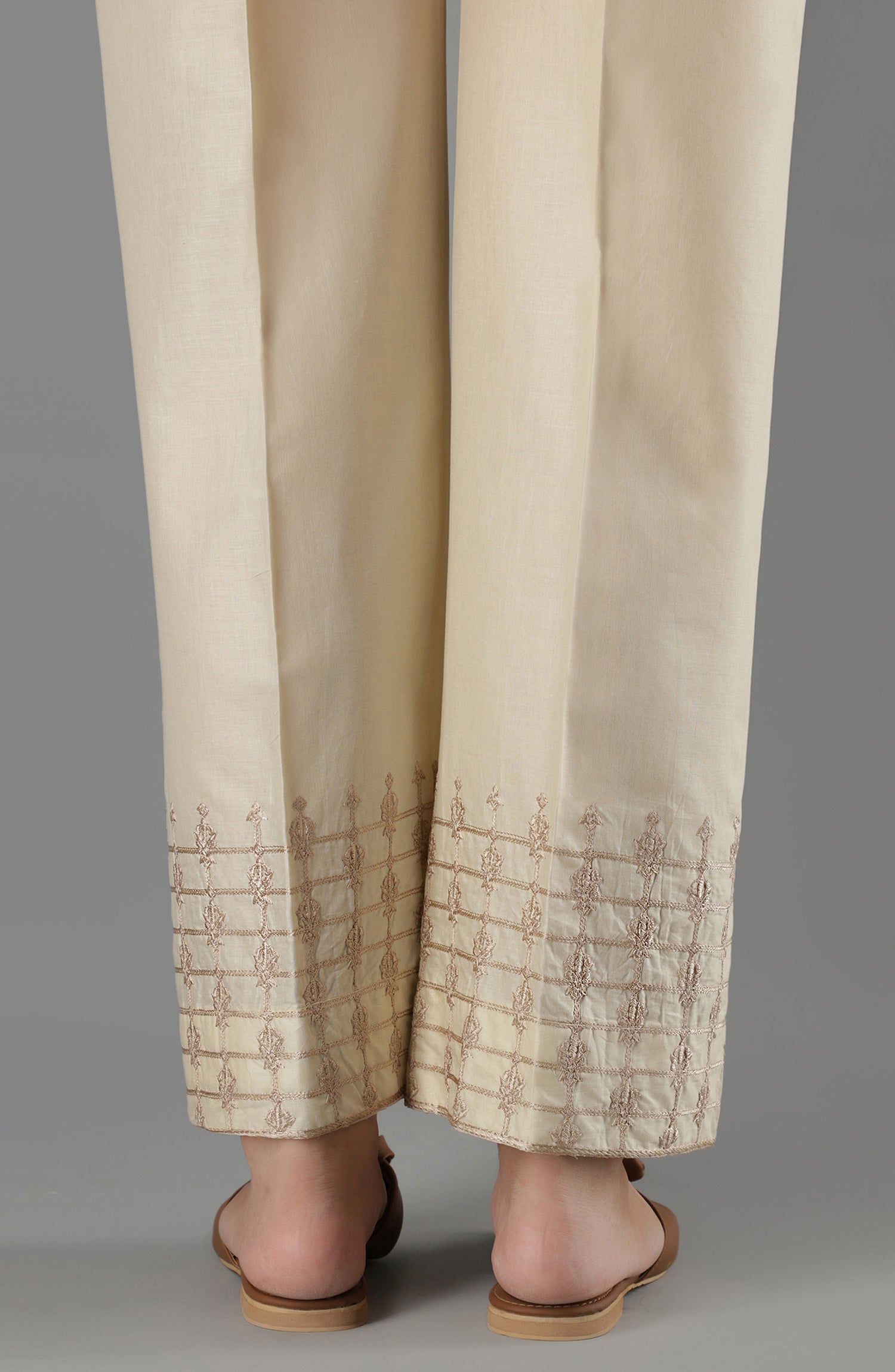 NRPE-65/S BEIGE CAMBRIC SCPANTS STITCHED BOTTOMS PANTS