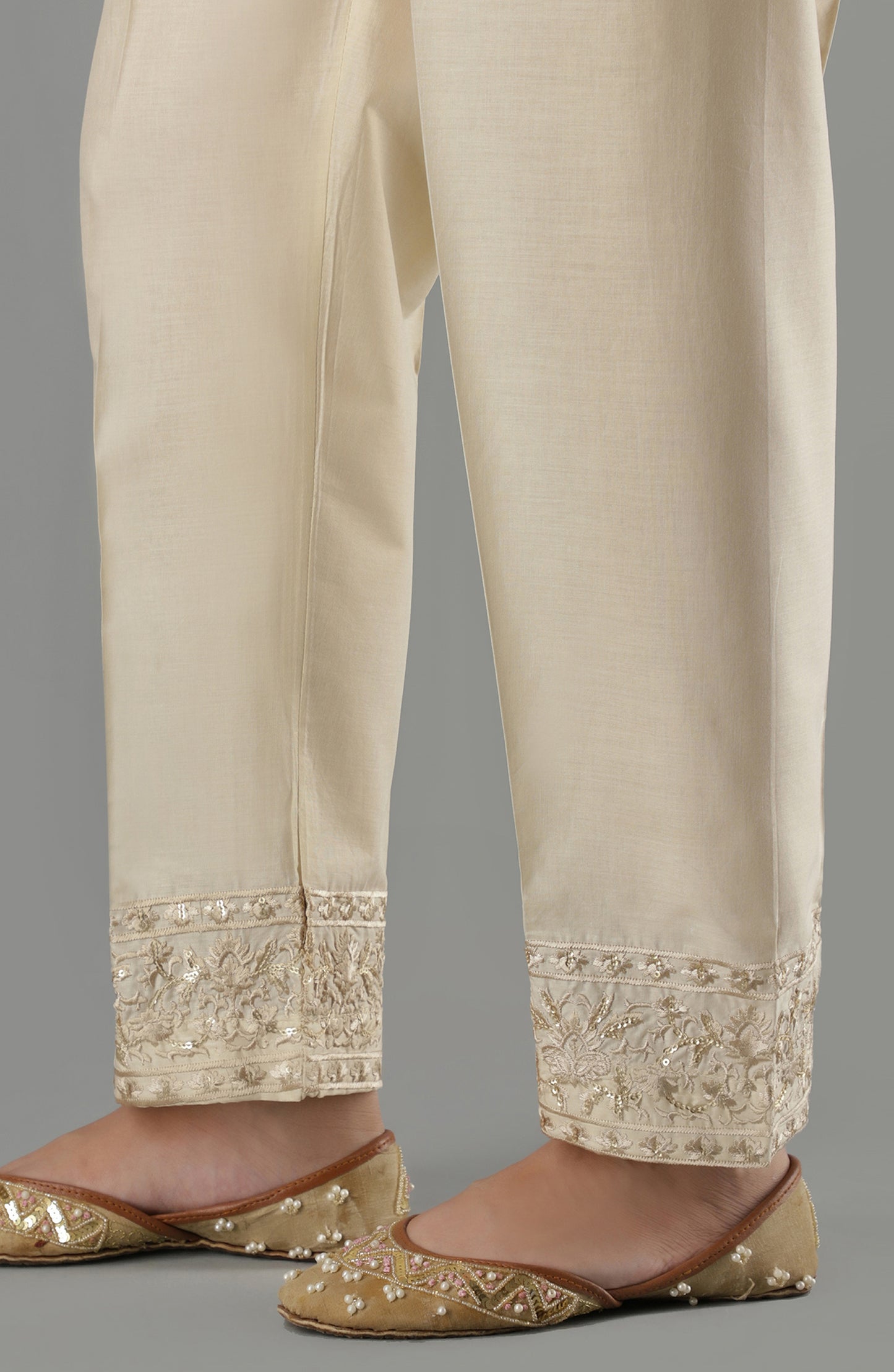 NRPE-66/S BEIGE CAMBRIC SCPANTS STITCHED BOTTOMS PANTS