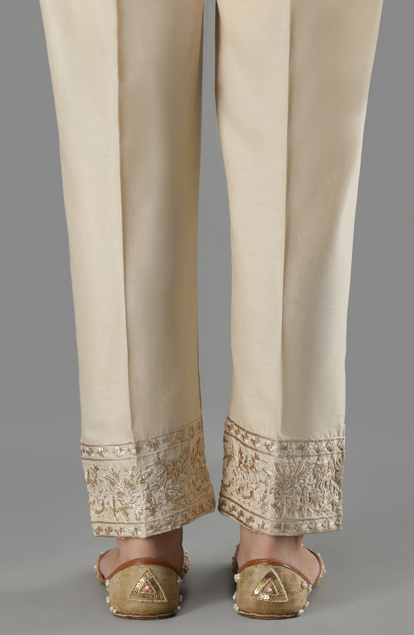 NRPE-66/S BEIGE CAMBRIC SCPANTS STITCHED BOTTOMS PANTS