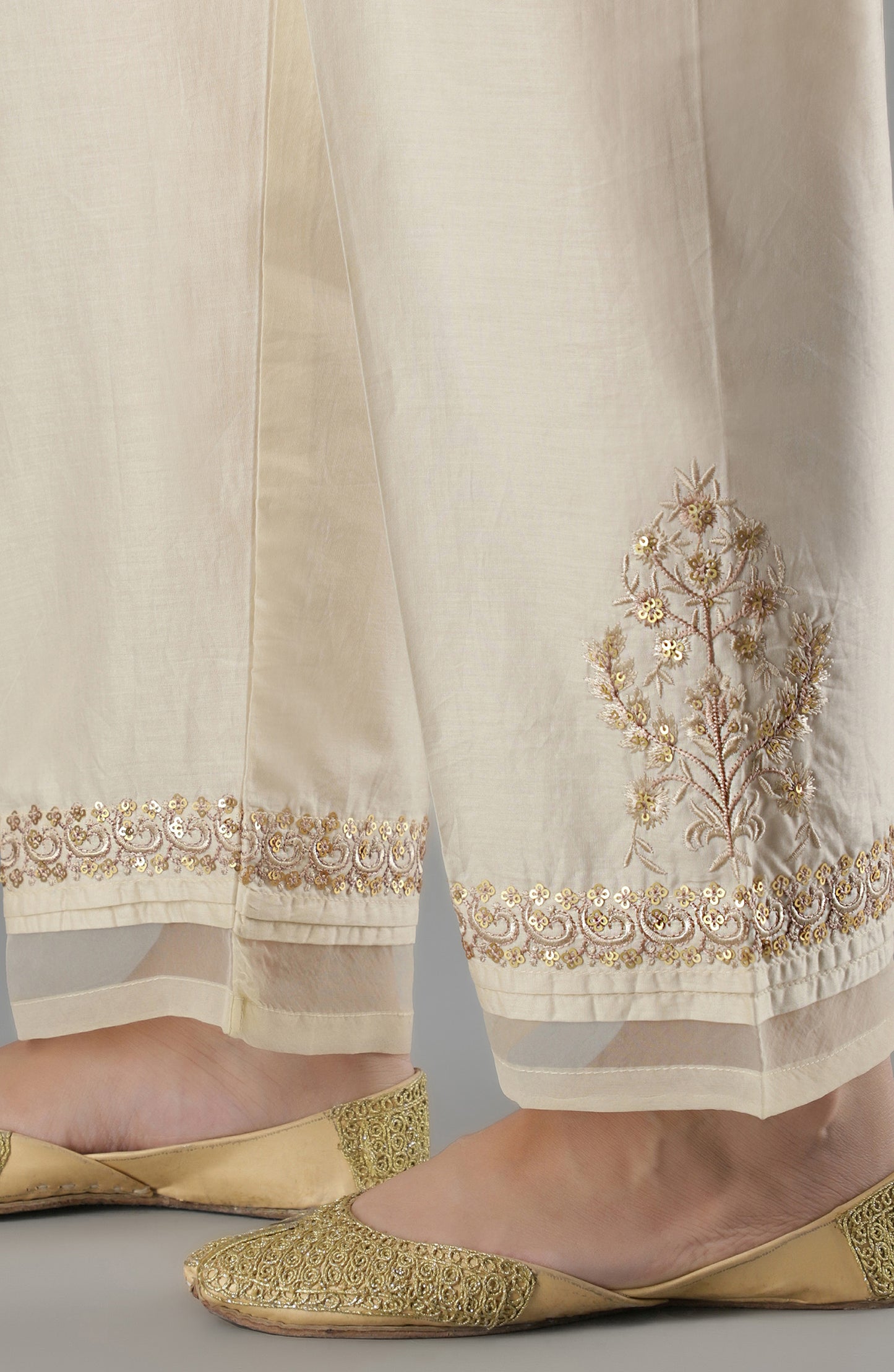 NRPE-68/S BEIGE CAMBRIC SCPANTS STITCHED BOTTOMS PANTS