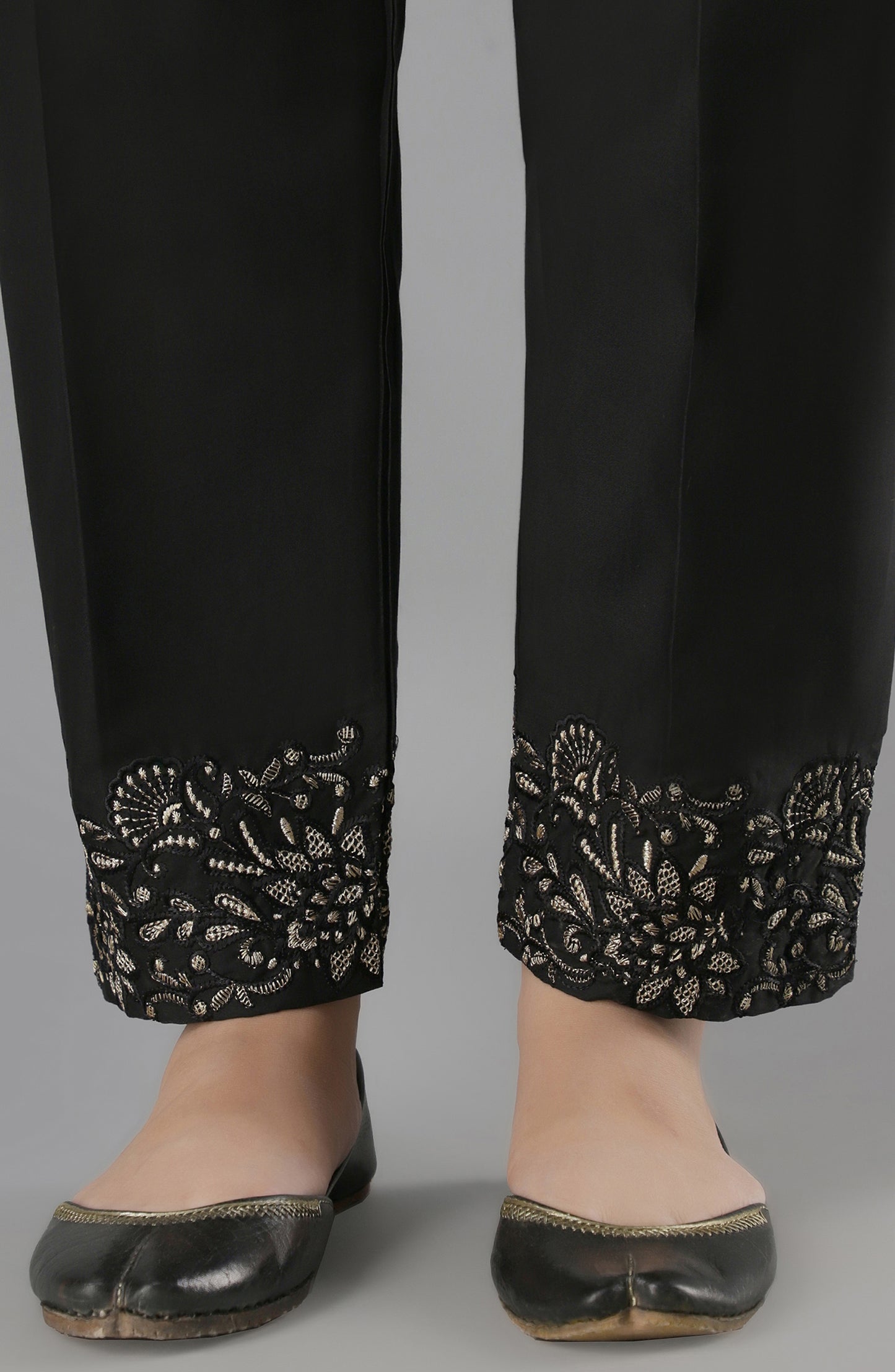 Stitched Bottoms 1 Piece Embroidered Cambric Pants