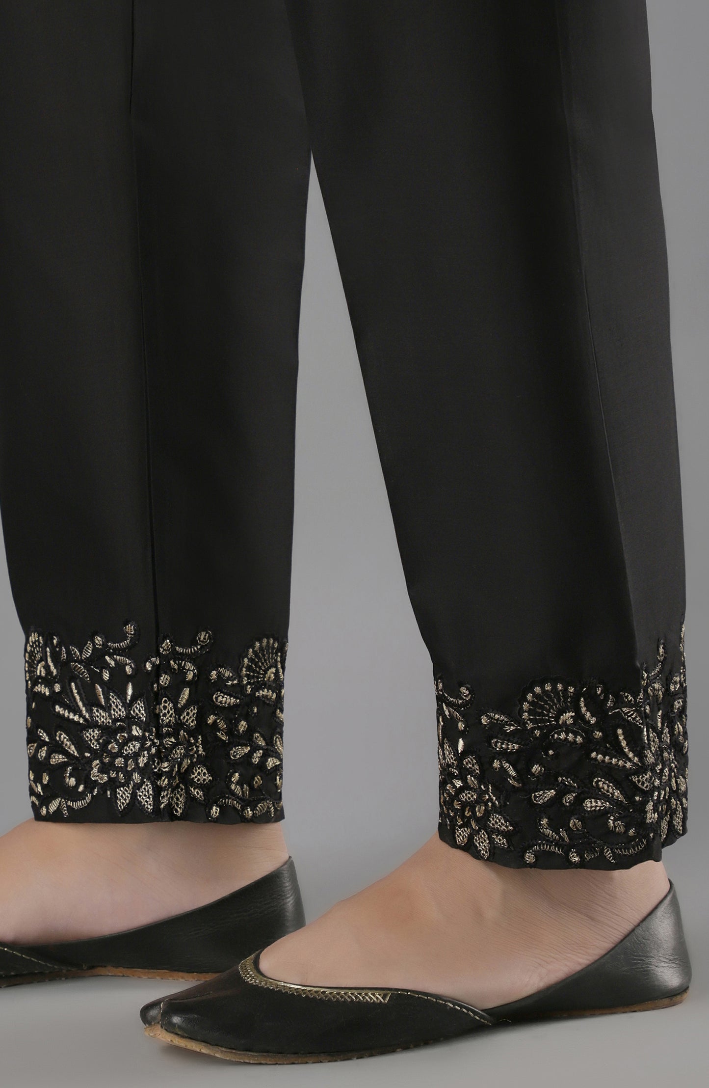 Stitched Bottoms 1 Piece Embroidered Cambric Pants