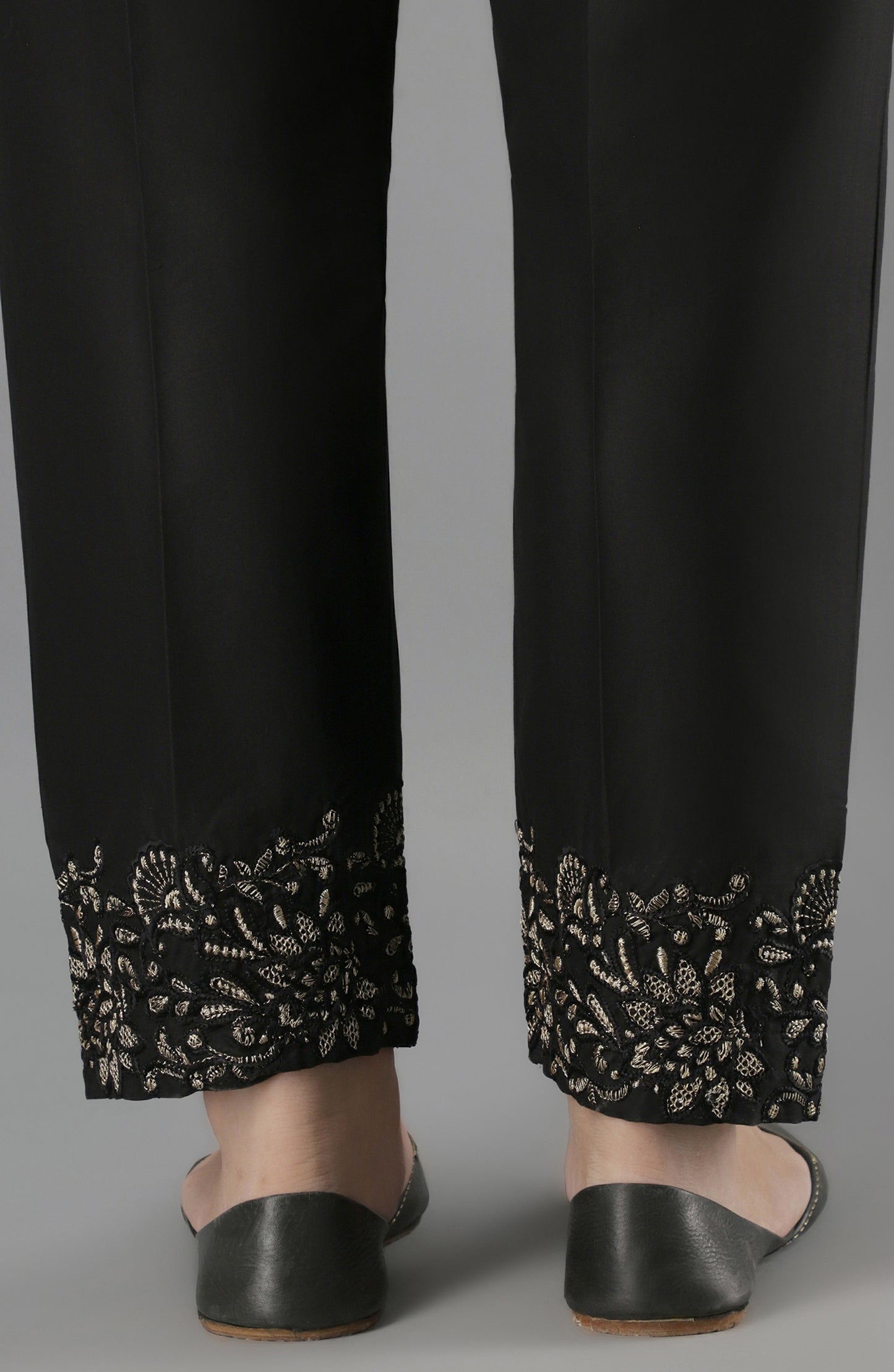 Stitched Bottoms 1 Piece Embroidered Cambric Pants