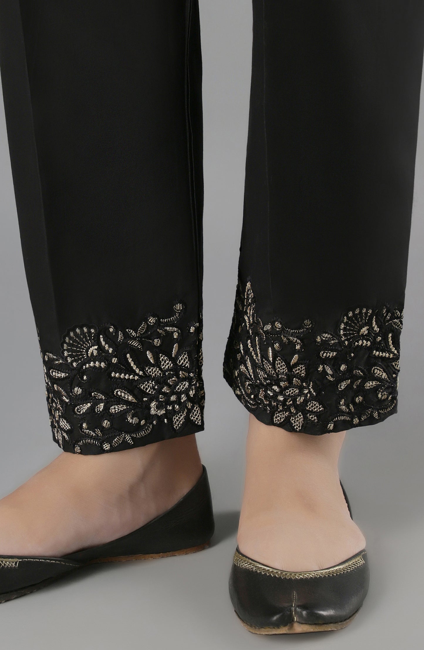 Stitched Bottoms 1 Piece Embroidered Cambric Pants