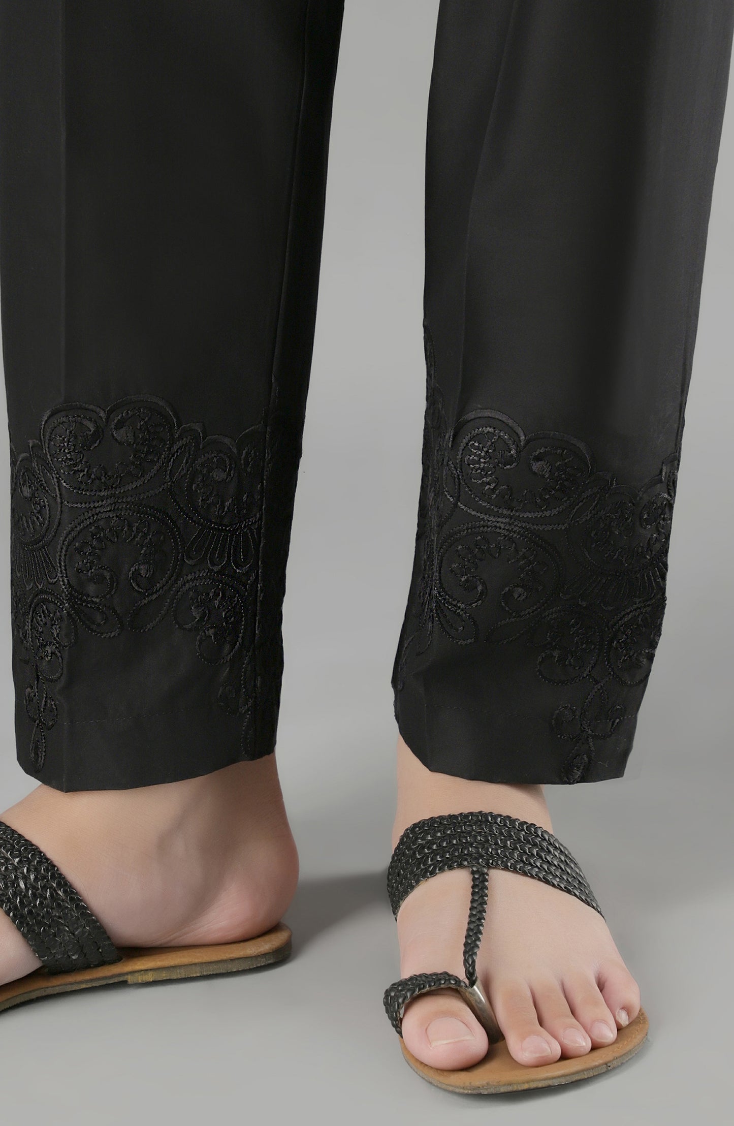 NRPE-70/S BLACK CAMBRIC SCPANTS STITCHED BOTTOMS PANTS