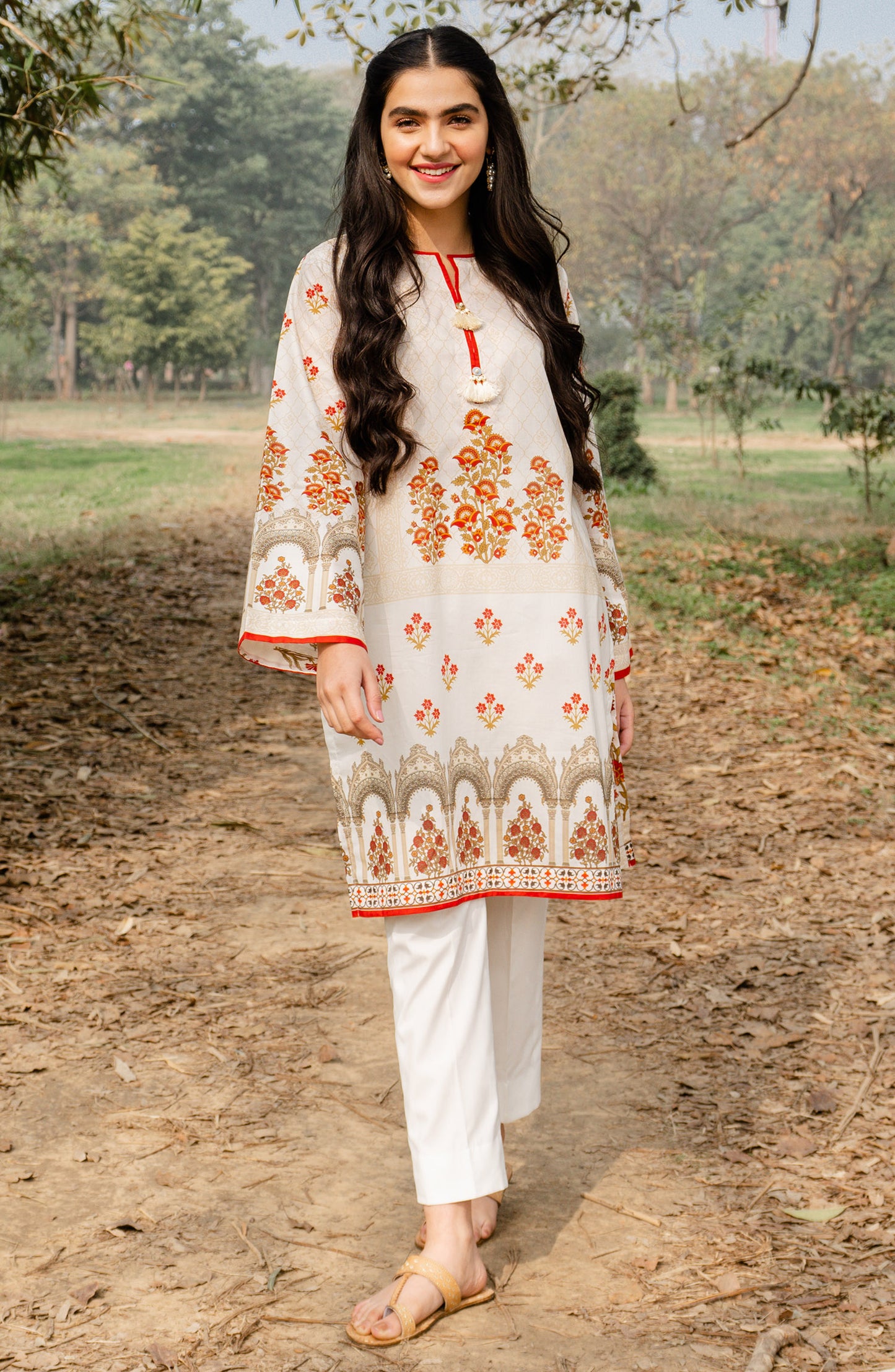 Stitched 1 Piece Printed Lawn Shirt (NRD-384/S CREME)