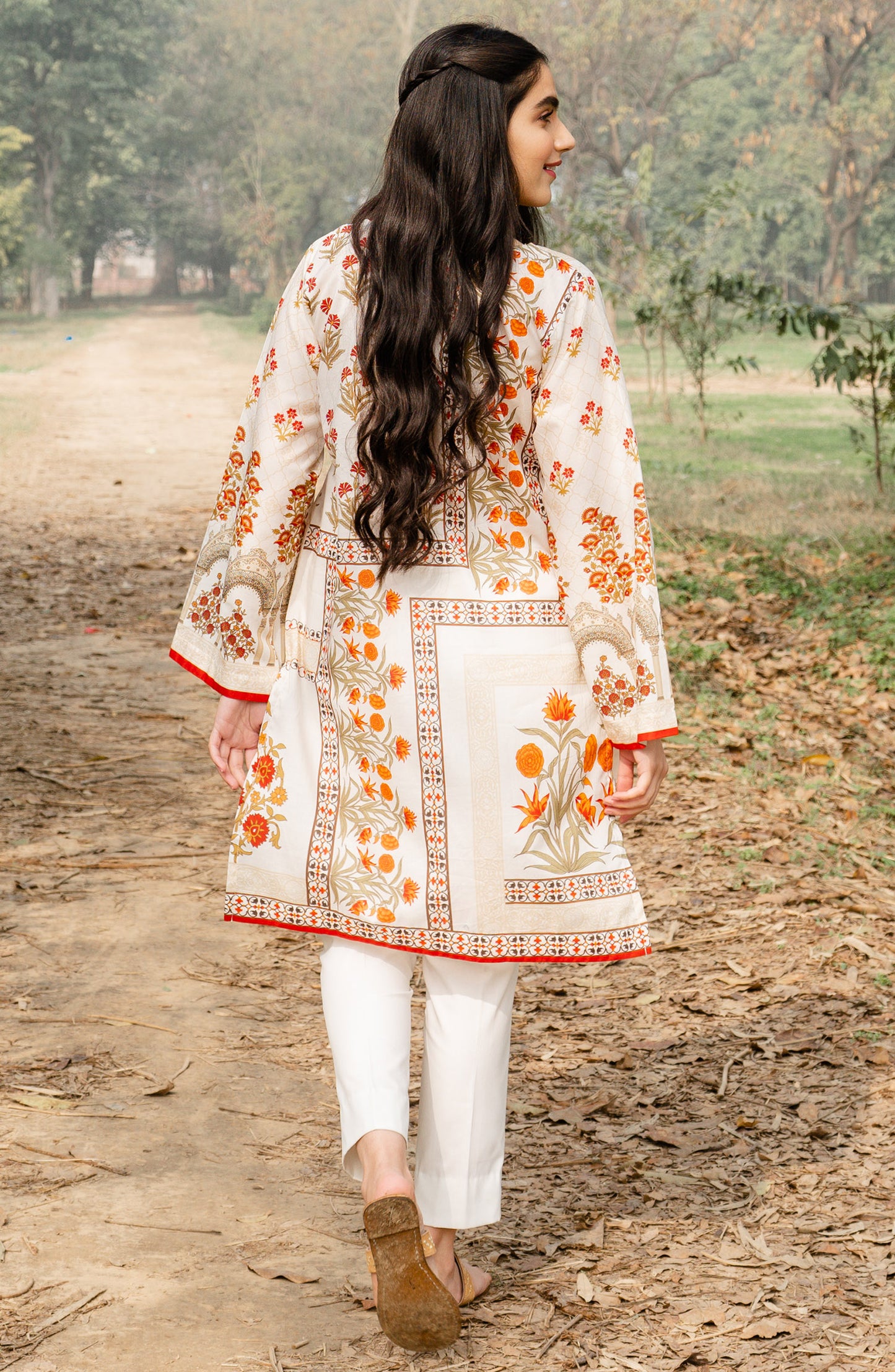 Stitched 1 Piece Printed Lawn Shirt (NRD-384/S CREME)