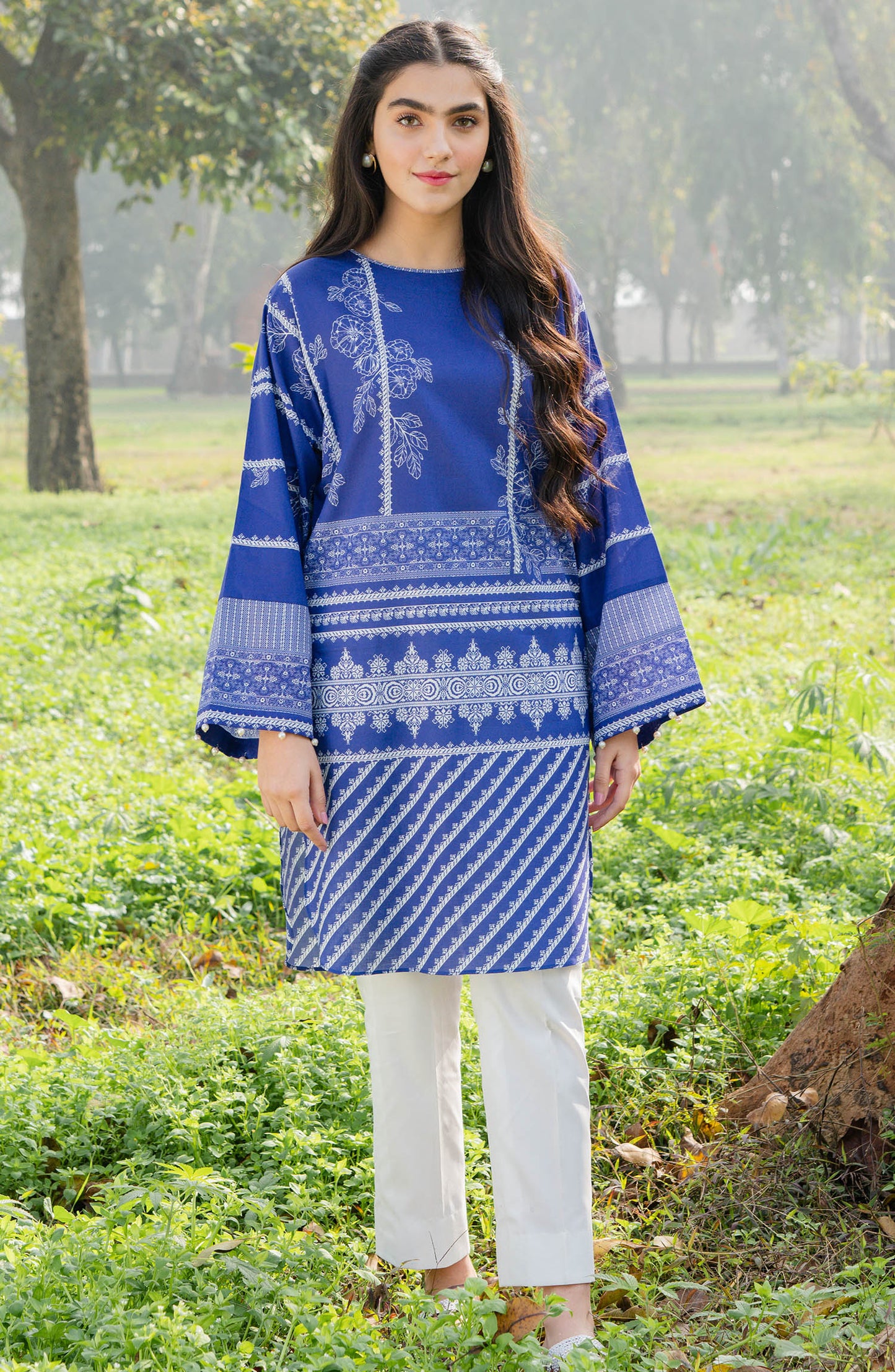 Stitched 1 Piece Printed Lawn Shirt (NRD-437/S BLUE)