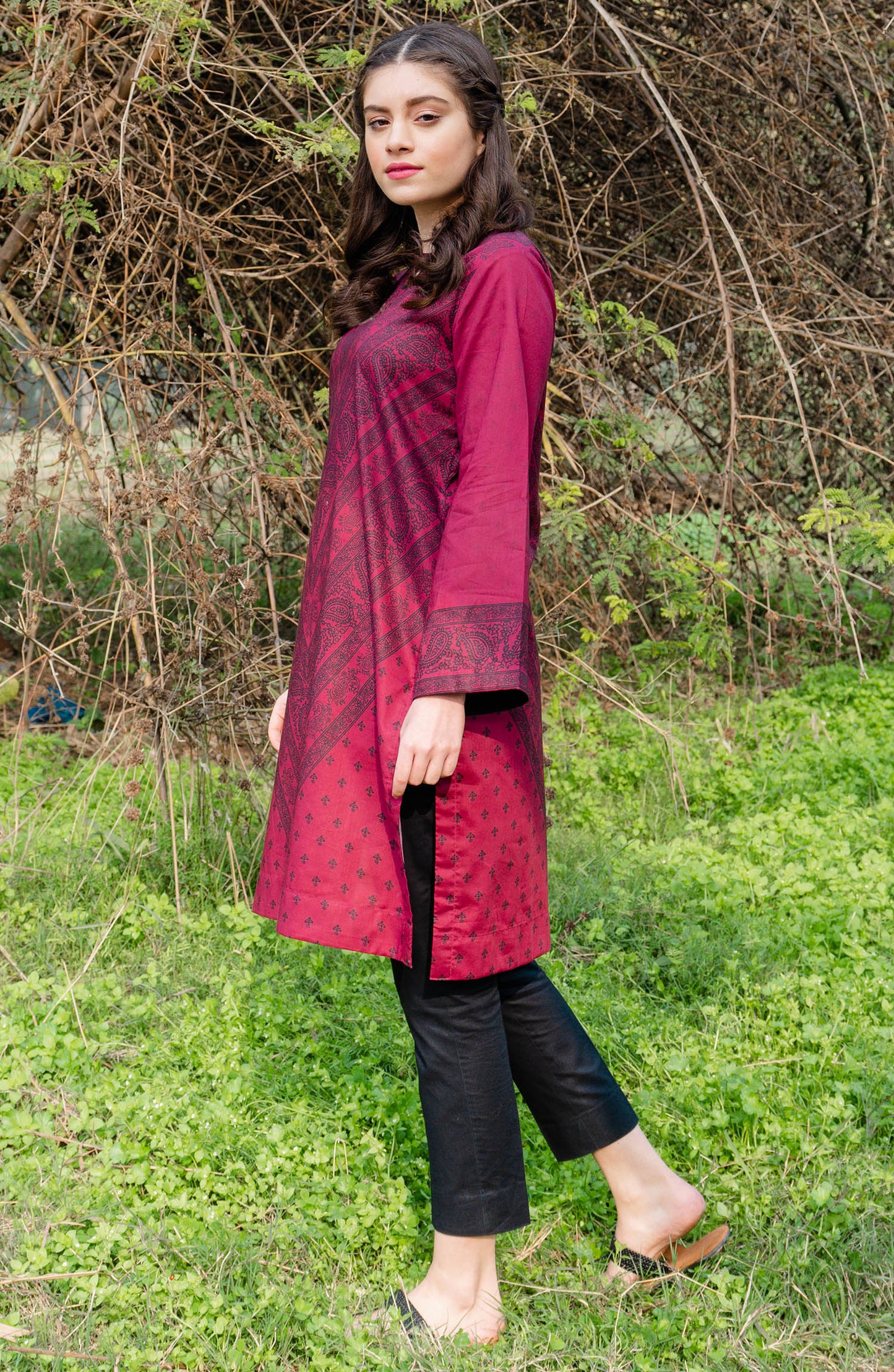 Stitched 1 Piece Printed Lawn Shirt (NRD-261/S MAROON)