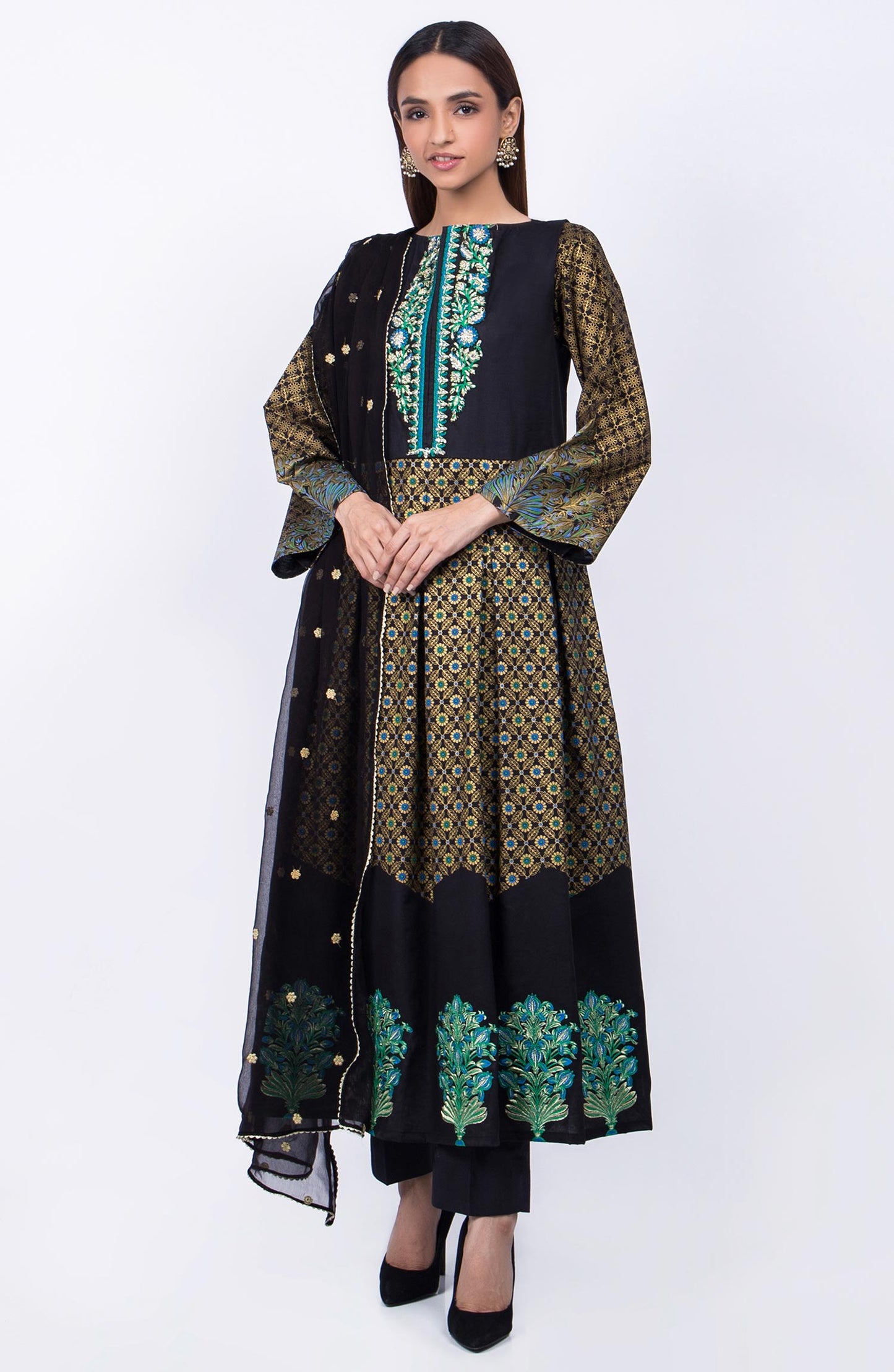 Unstitched 3 Piece Festive Embroidered Suit