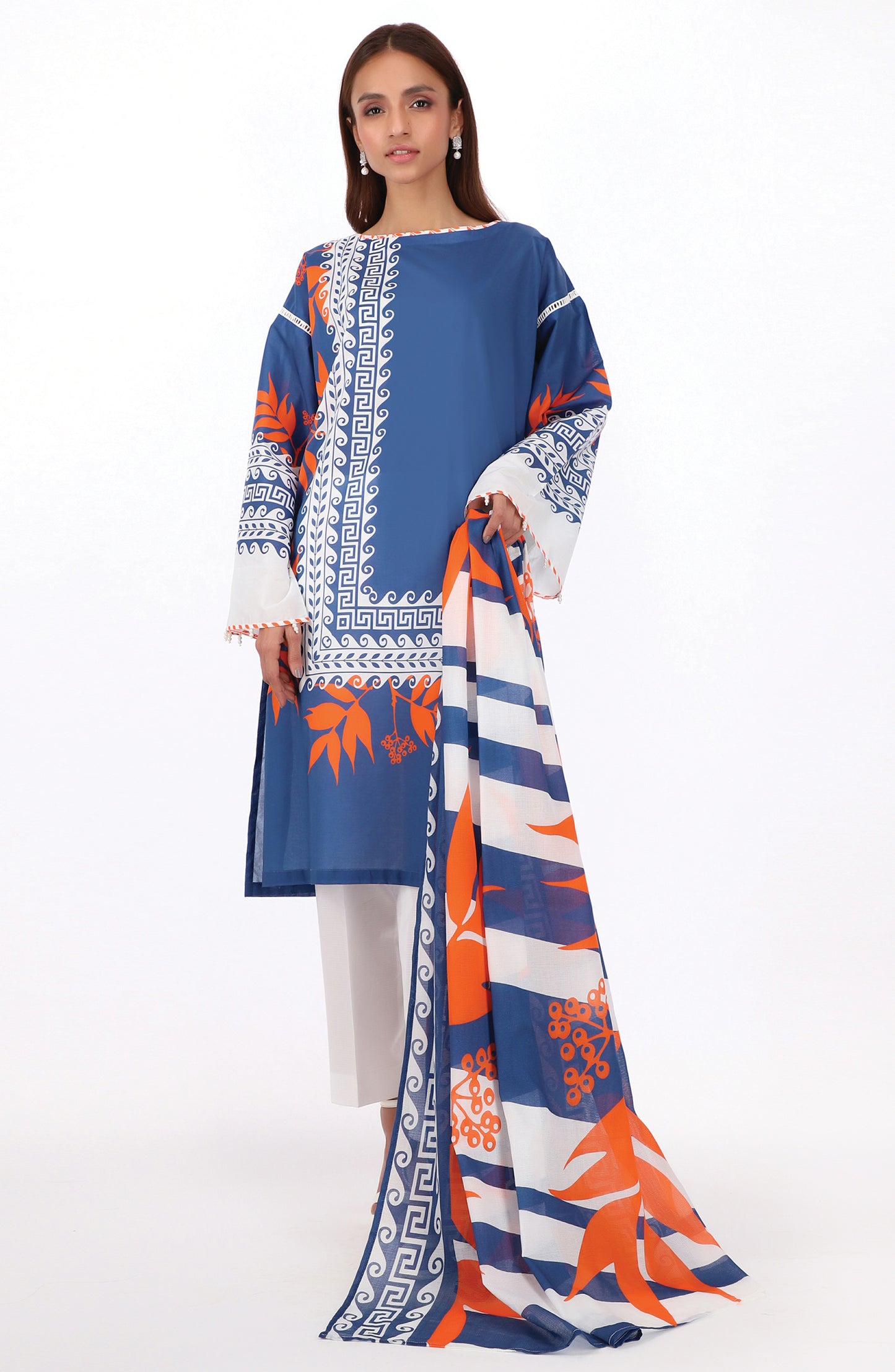 NRDS-22-052/U BLUE CAMBRIC  UNSTITCHED SHIRT DUPATTA