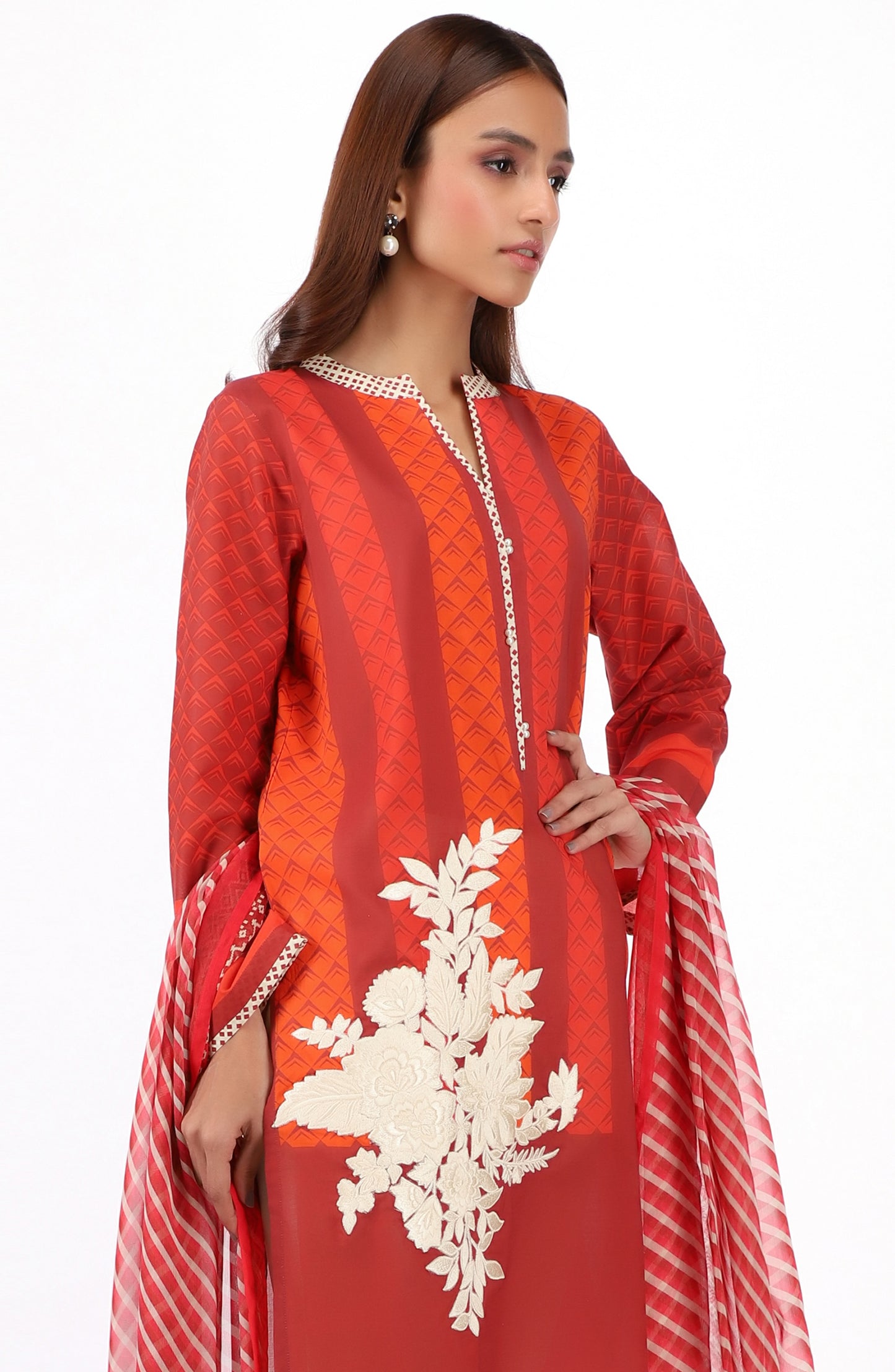 NRDS-22-055/U MAROON CAMBRIC  UNSTITCHED SHIRT DUPATTA