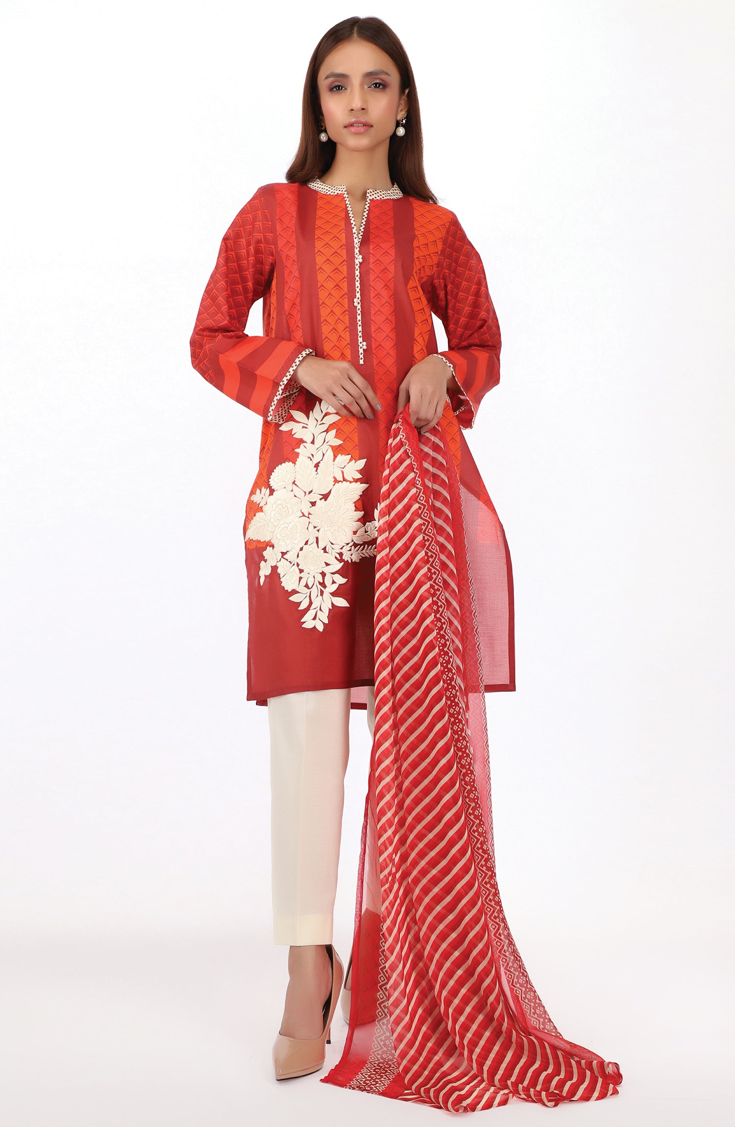 NRDS-22-055/U MAROON CAMBRIC  UNSTITCHED SHIRT DUPATTA