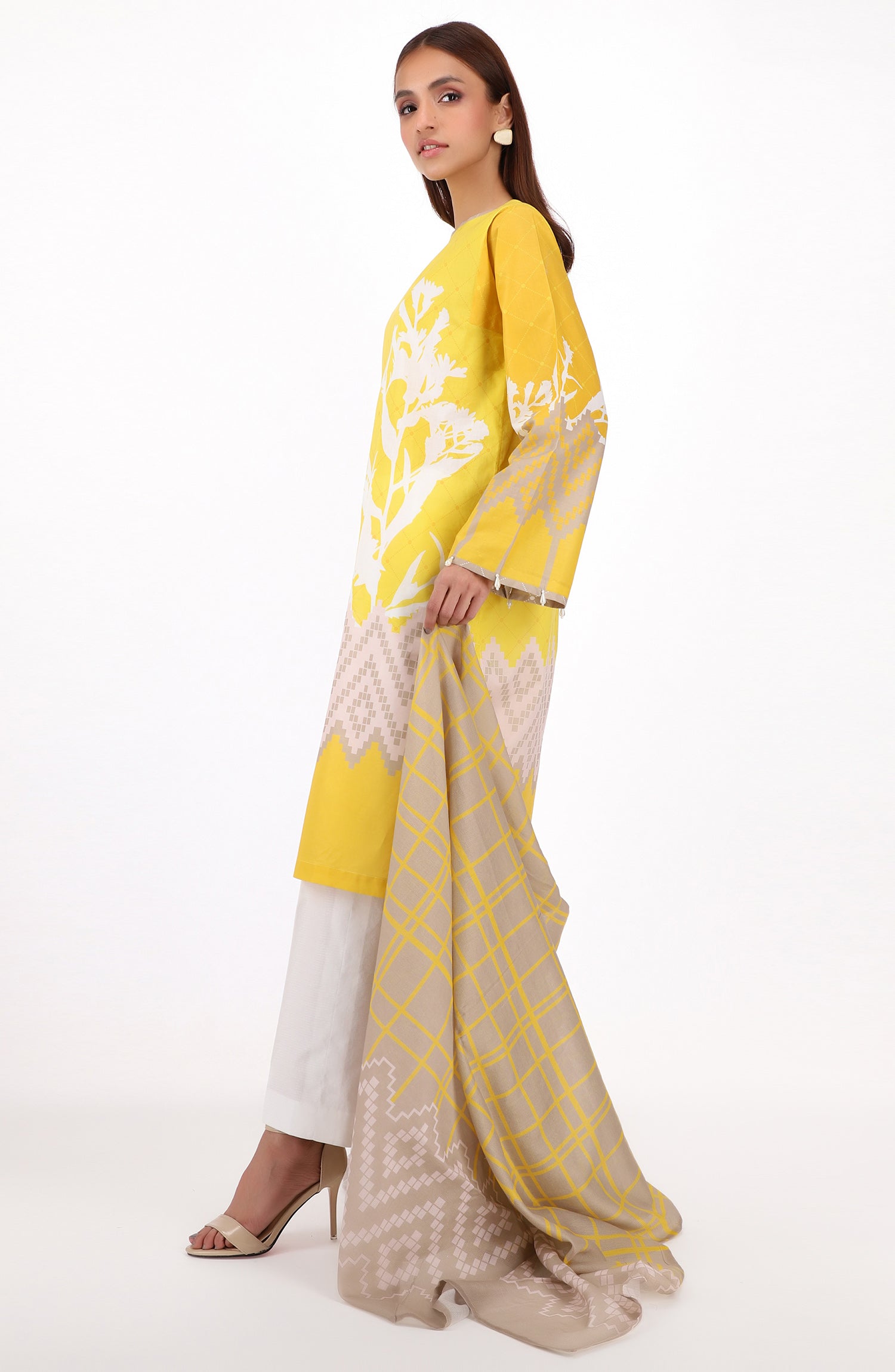 NRDS-22-053/U YELLOW CAMBRIC  UNSTITCHED SHIRT DUPATTA