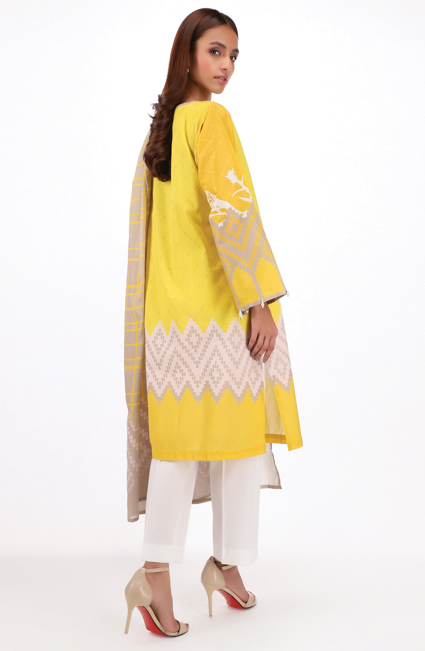 NRDS-22-053/U YELLOW CAMBRIC  UNSTITCHED SHIRT DUPATTA