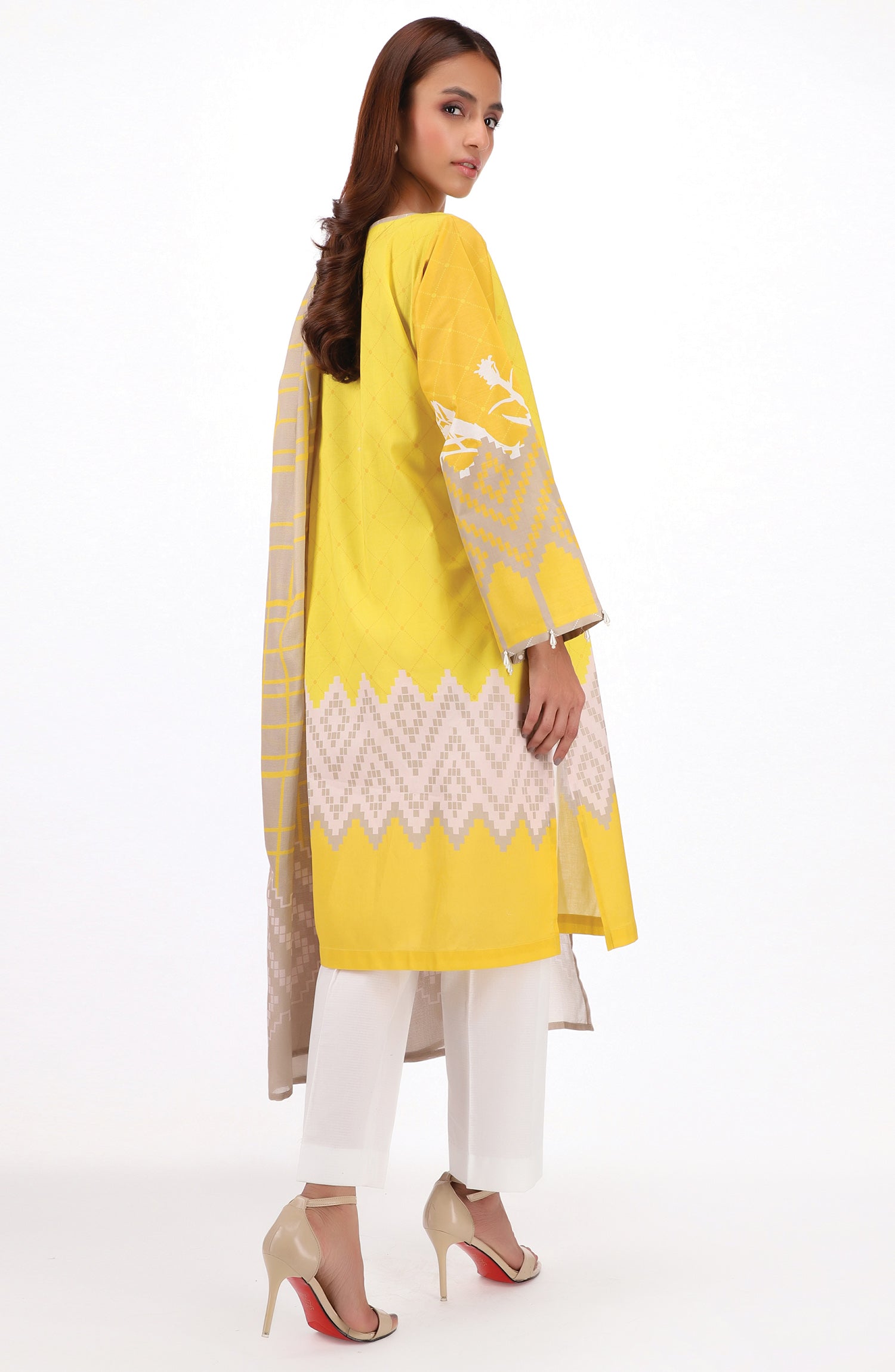 NRDS-22-053/U YELLOW CAMBRIC  UNSTITCHED SHIRT DUPATTA